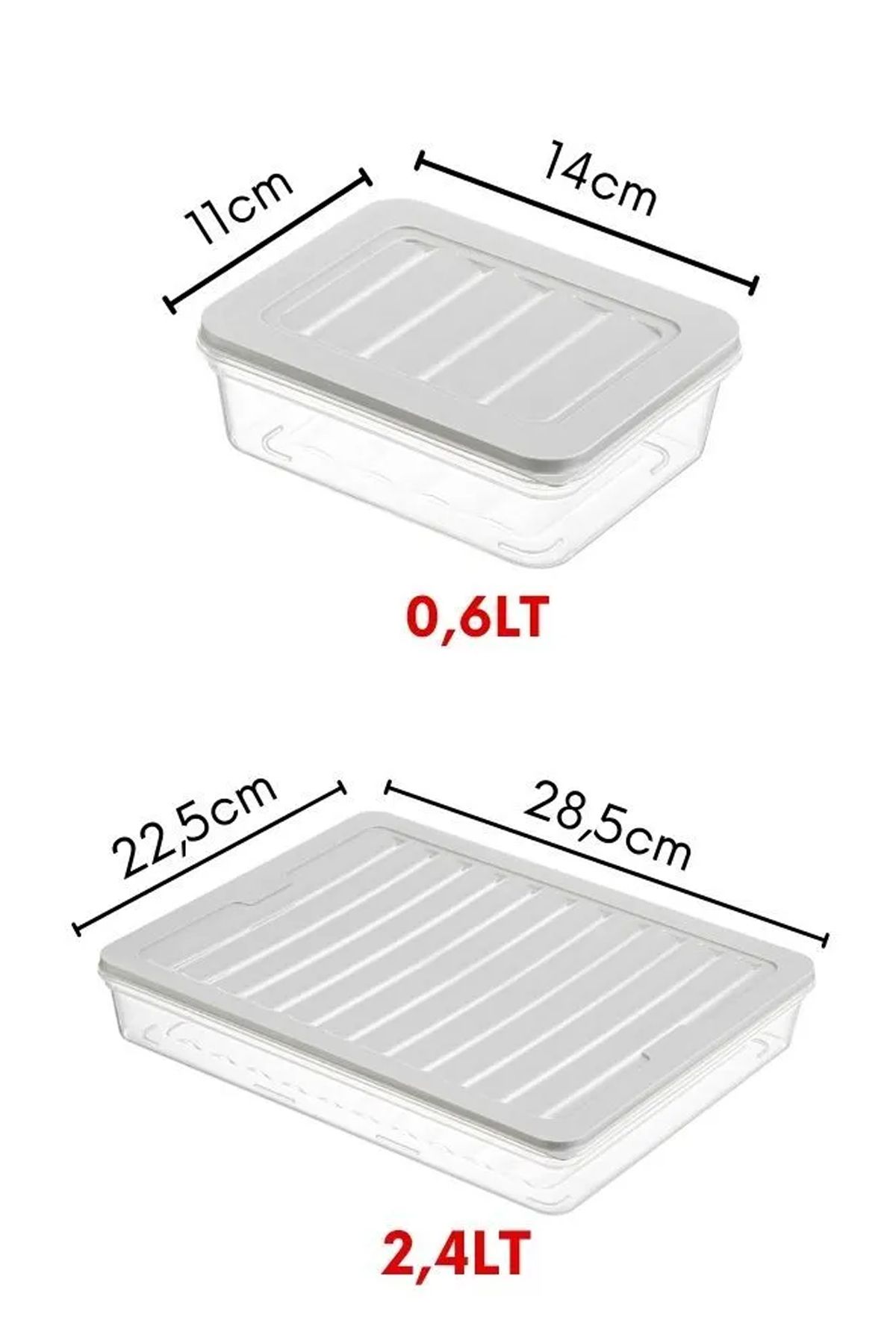 FİTHOME-6-Piece Refrigerator and Freezer Organizer Multipurpose Storage Container 2X2400Ml 4X600Ml 7