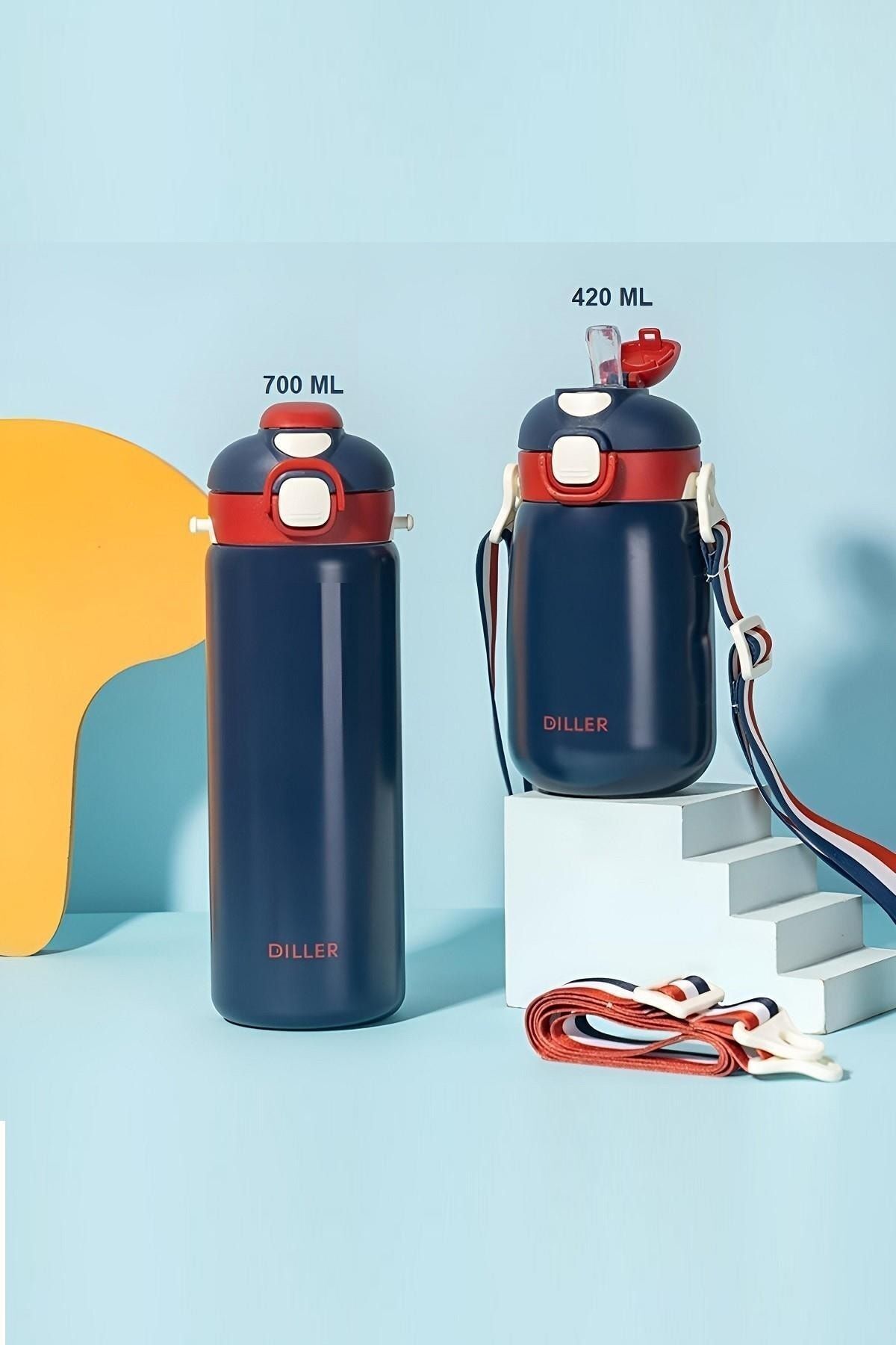 DILLER-700 مل غطاء واحد مزدوج الاستخدام قارورة ماء فولاذية مع/بدون شماعة القش 6 ساعات ساخن/بارد 2