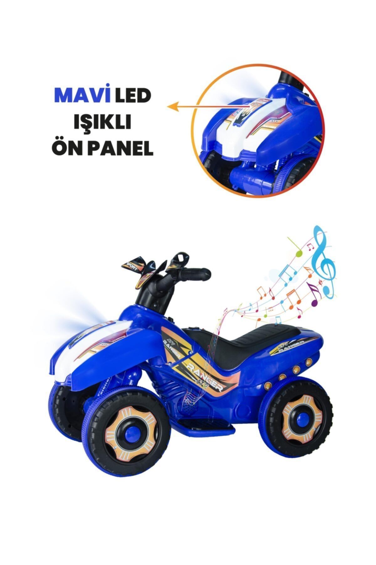 ujtoys Müzikli Ve Led Işıklı Ranger Akülü Atv 6v-mavi fotoğrafı 5 (önizleme)