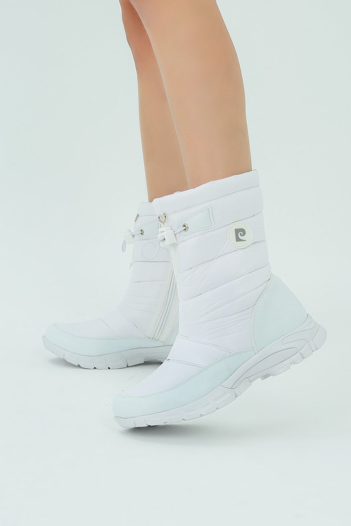 Pierre Cardin Kadın Beyaz Fermuarlı Kürklü Uzun Kar Botu