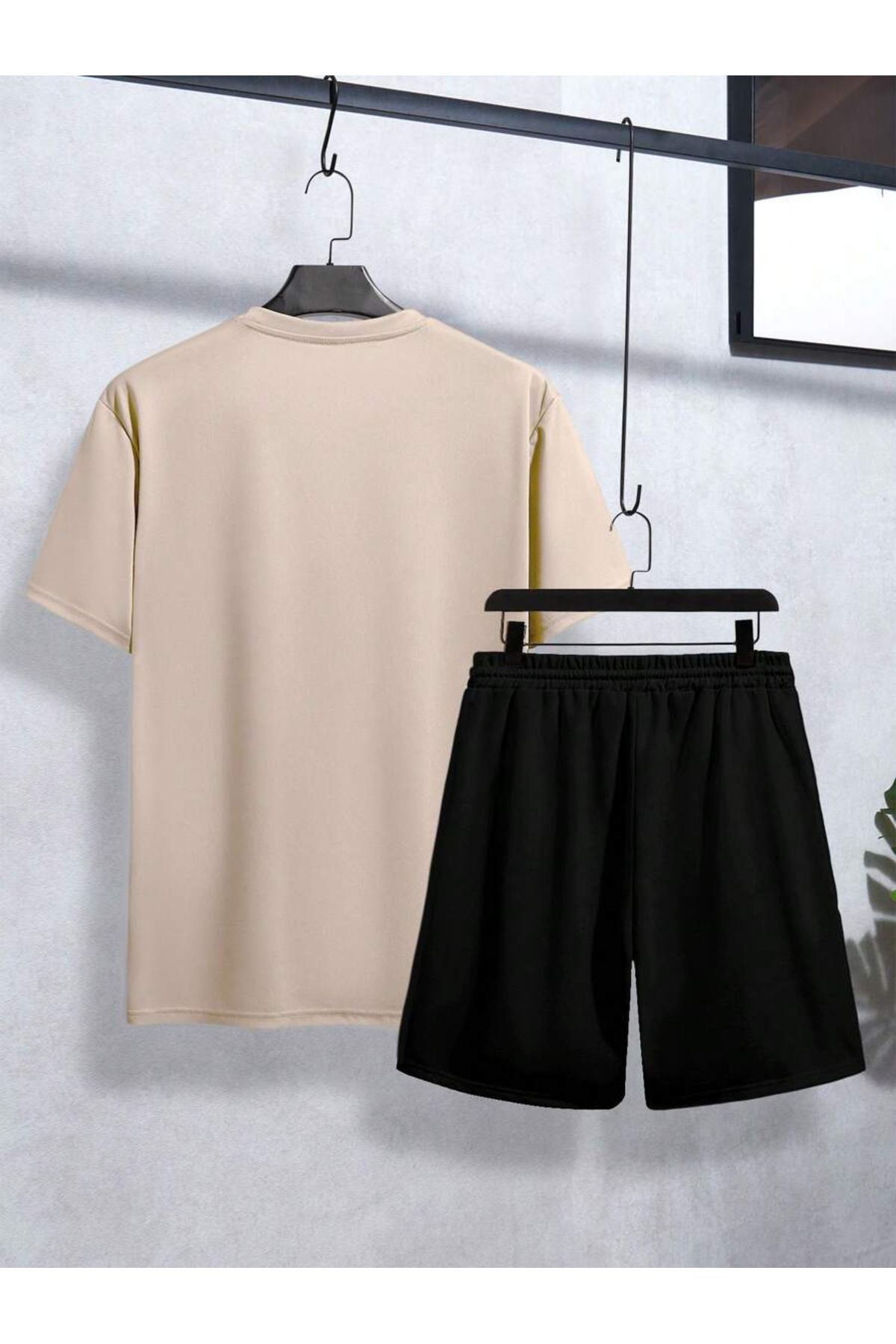 trendgar-Beige Oversize Set - 23 Printed Bottom and Top Shorts 2