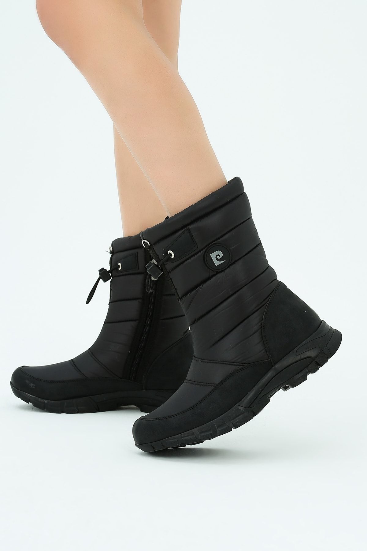 Pierre Cardin Kadın Siyah Fermuarlı Kürklü Uzun Kar Botu