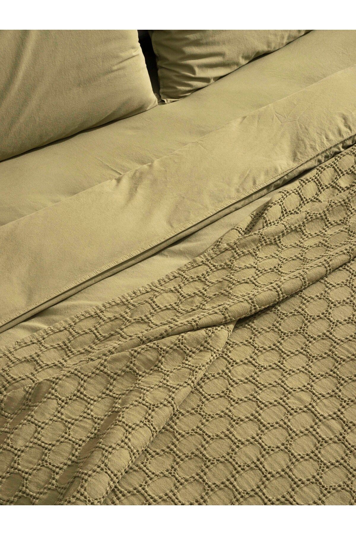 Stone Wash Pike / Yatak Örtüsü Çift Kişilik 220x240 Yağ Yeşili 4
