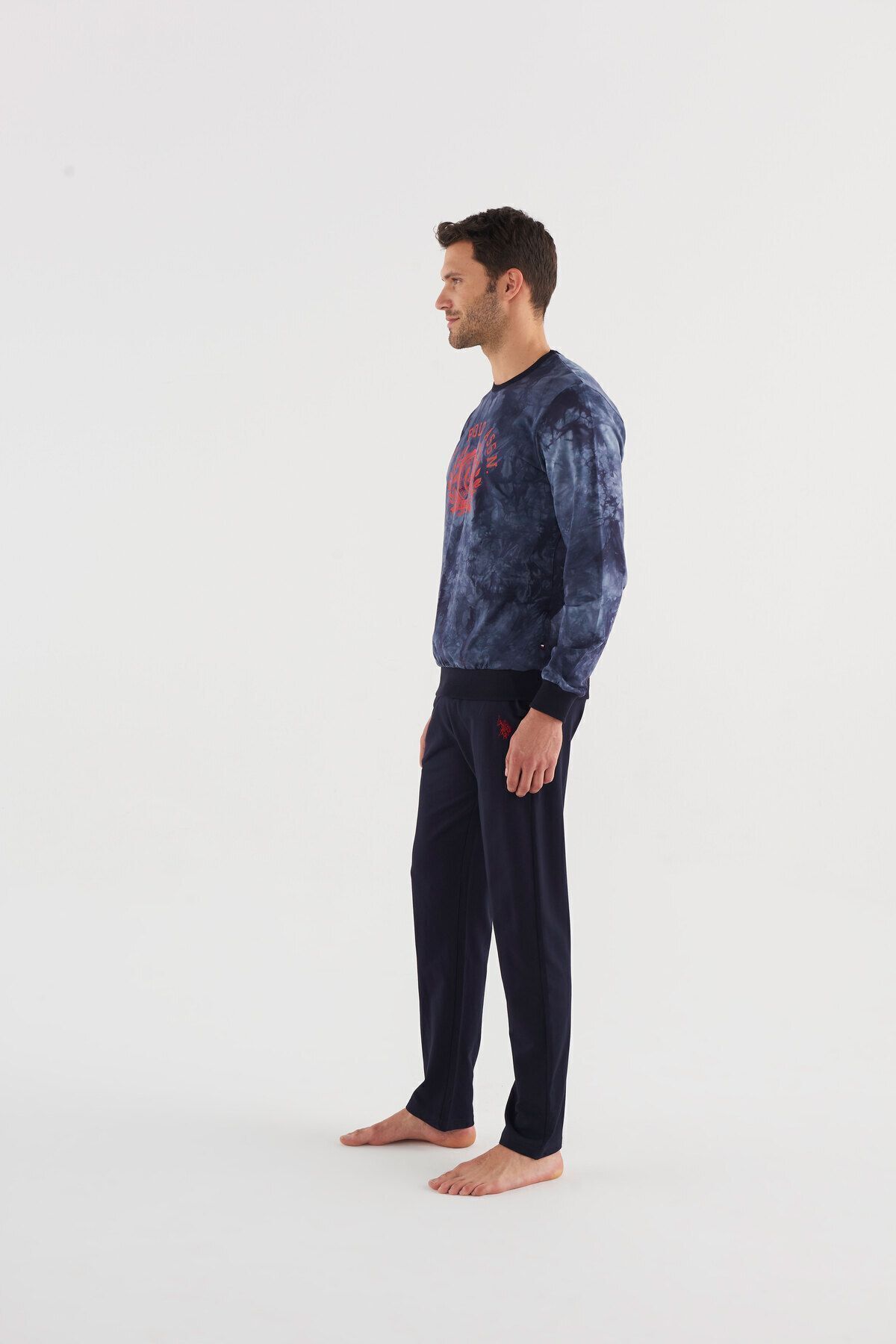 ست پیژامه آبی مردانه 023K1.Z.8ET6.A.1GR8.P لباس خواب اورجینال U.S. Polo Assn.