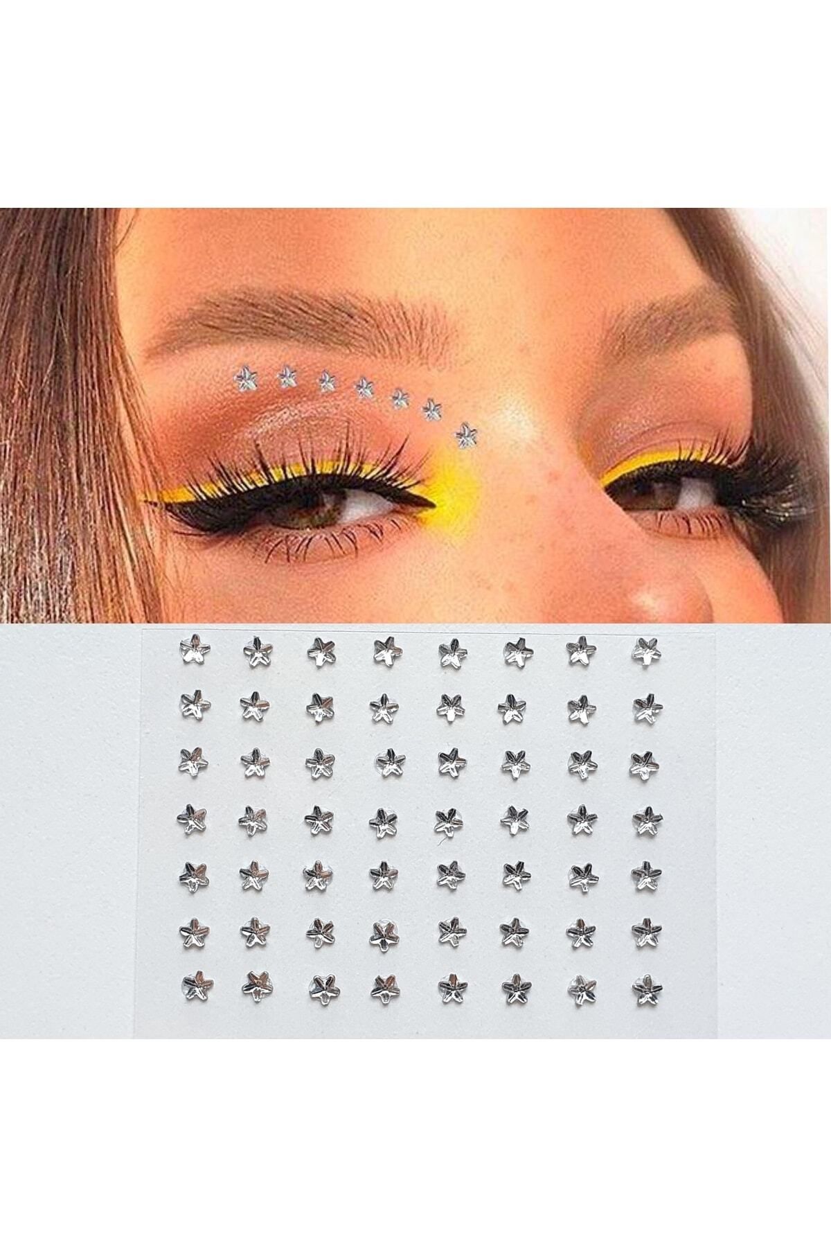 Genel Markalar Işıltılı Yıldız Model Yüz Ve Vücut Taşı Sticker Taş Makyaj Taşı, Saç Taşı, Tırnak Taşı, 56 Adet