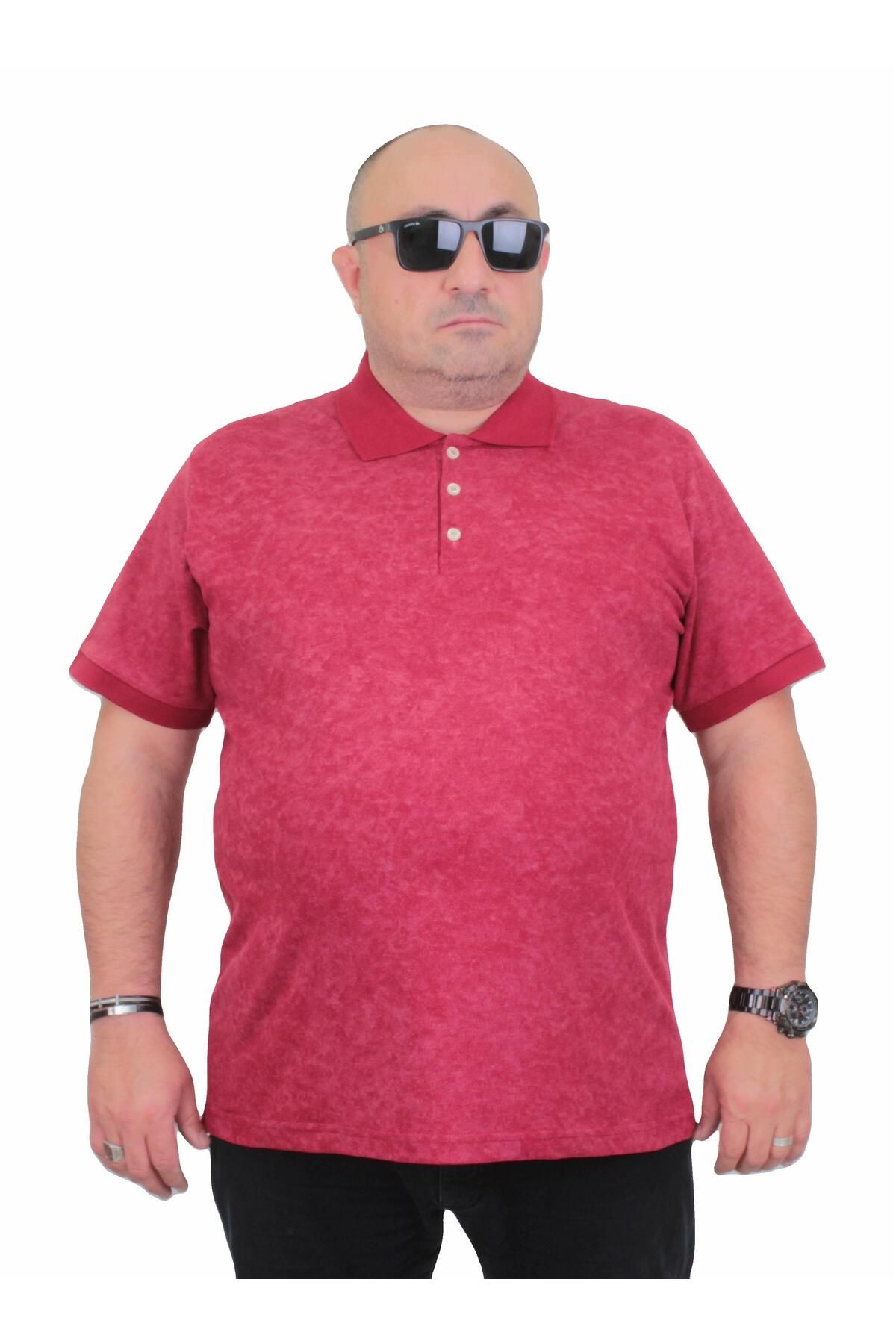 MocGrande-Tricou Polo cu imprimeu mat de marime mare - 24451 Roșu Claret 1