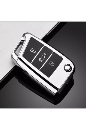 YıldızTuning Vw Polo 2015-2025 Parlak Anahtar Kılıfı Gümüş Renk