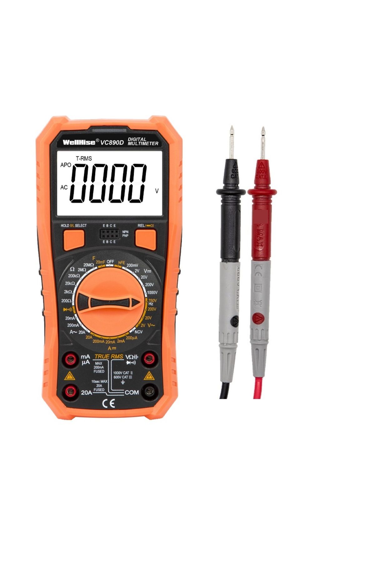 Wellhise-جهاز قياس VC890D متعدد المقاييس Avometer NVC شاشة عرض مضيئة مصباح يدوي True RMS 4