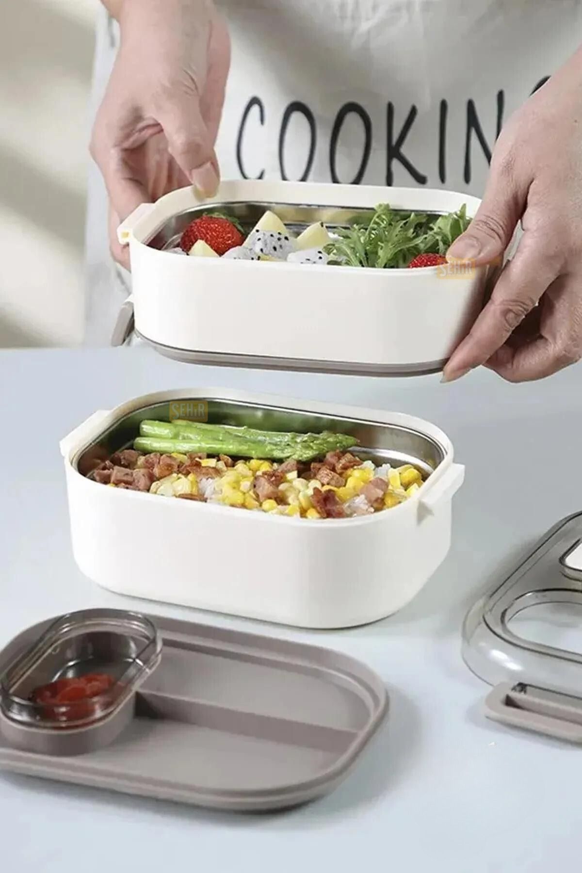 ست ظروف کمپینگ آبی BENTO 1000ml Lunchbox مجموعه جدید Double Floor 3 جعبه ناهار خوری خط اکسپدیشن استیل Vagonlife