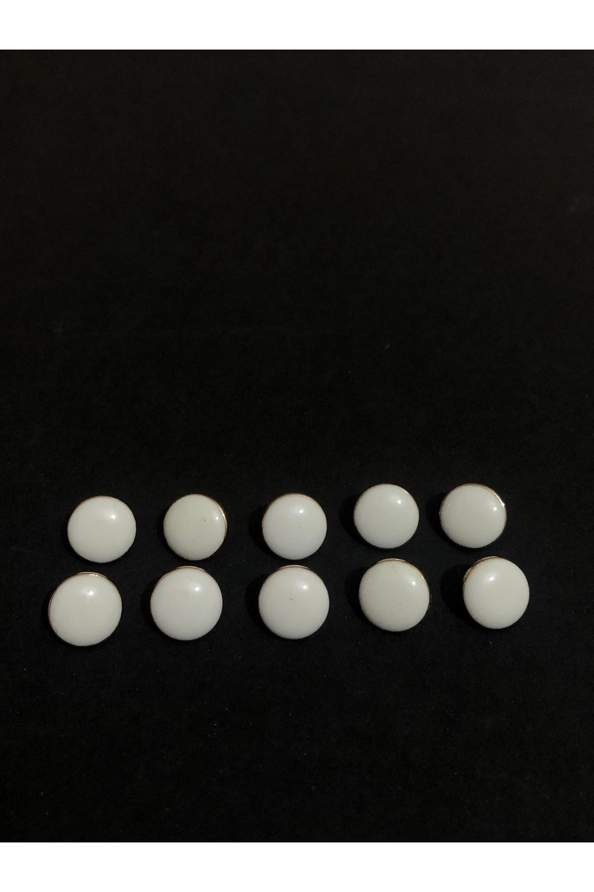 aensia-White Italian Enamel Button on Gold Gold Small Size Metal Button 18 Size Buttons - Pack of 10 1