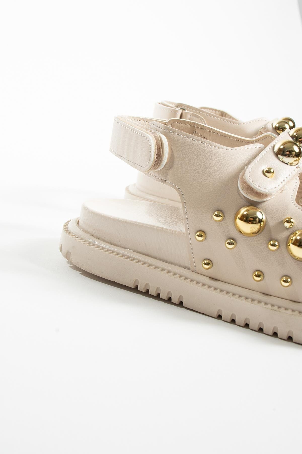 McDark-Beige Colored Paris Studded Women's Sandals 3