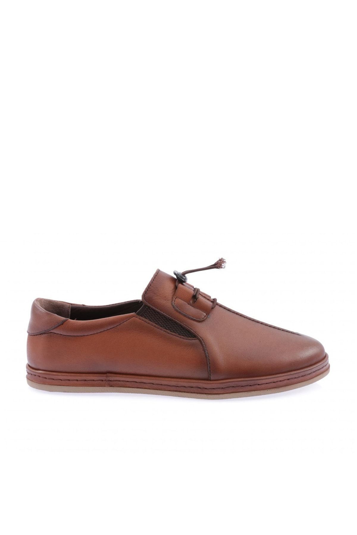 Dgn Men s Casual Shoes 553 Genuine Leather Lace up and Rubber Detailed Tan Trendyol