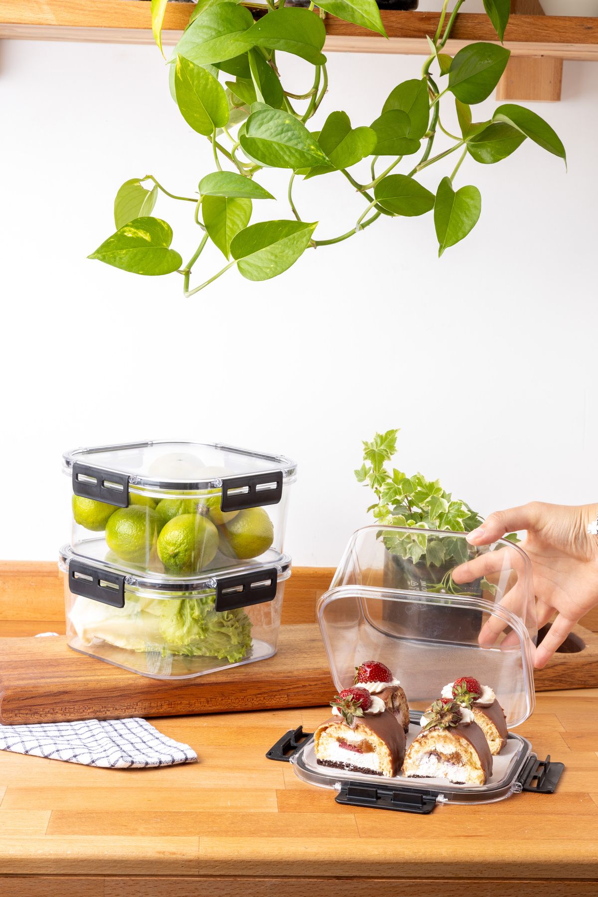 Nandy Home-1800ML Set of 3 Square Clear Storage Set with Lock Lid 5