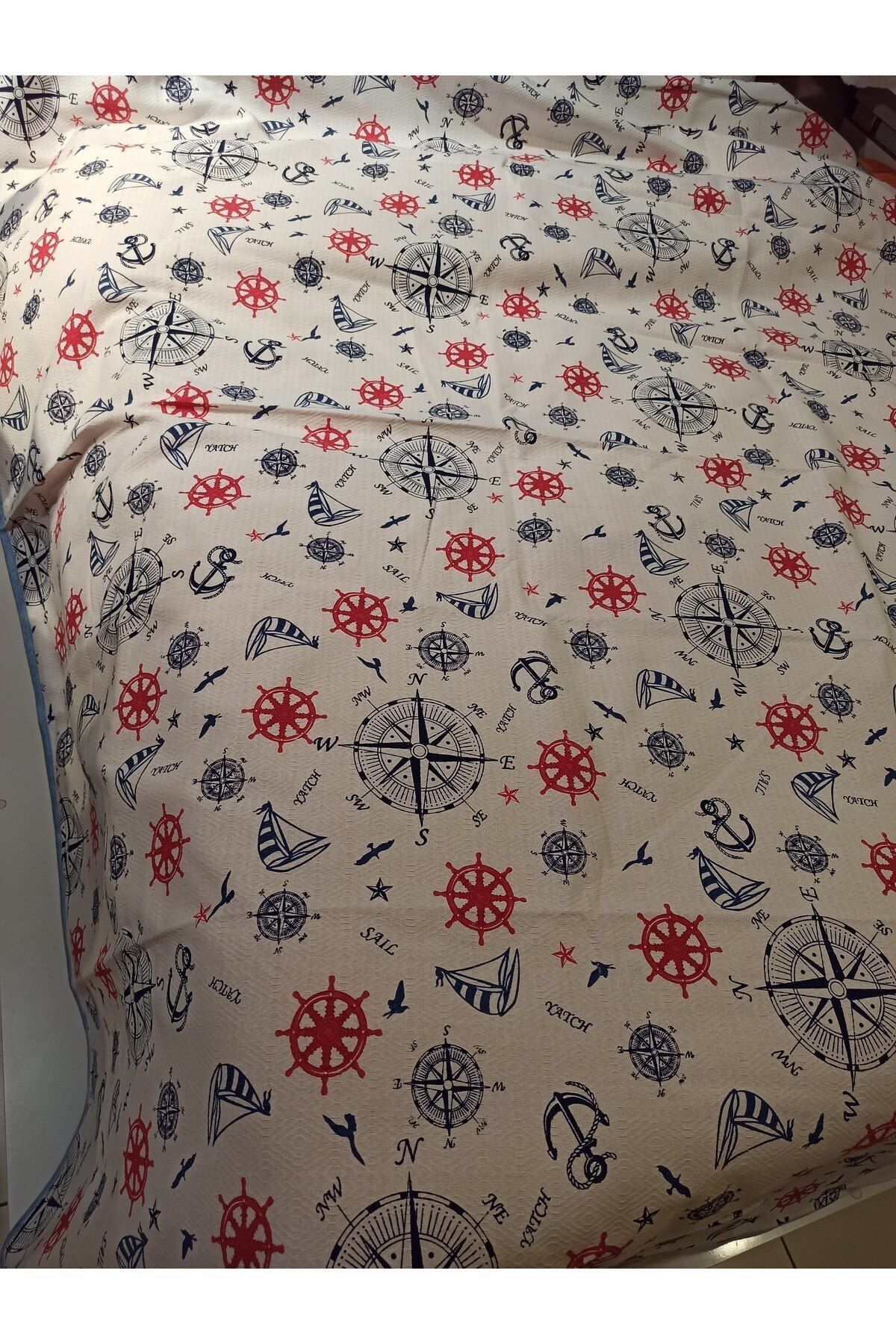 ŞENER HOME-Young Sailor Sail Patterned Bed Sheet with Elastic Single Pique Set - White 8