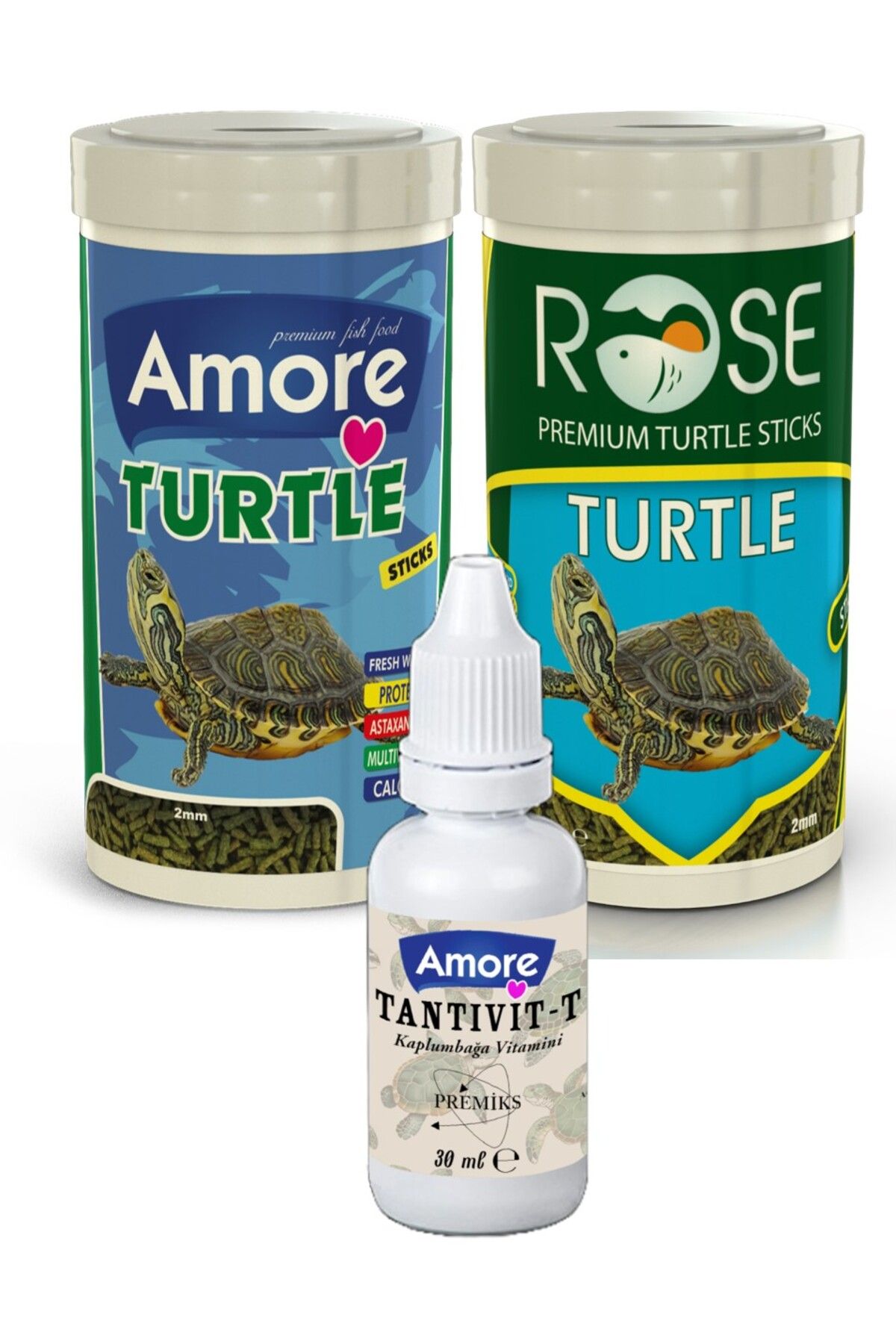 AMORE Sticks Kaplumbağa Yemi Ve Vitamin Seti 2 Adet 250 Ml Rose