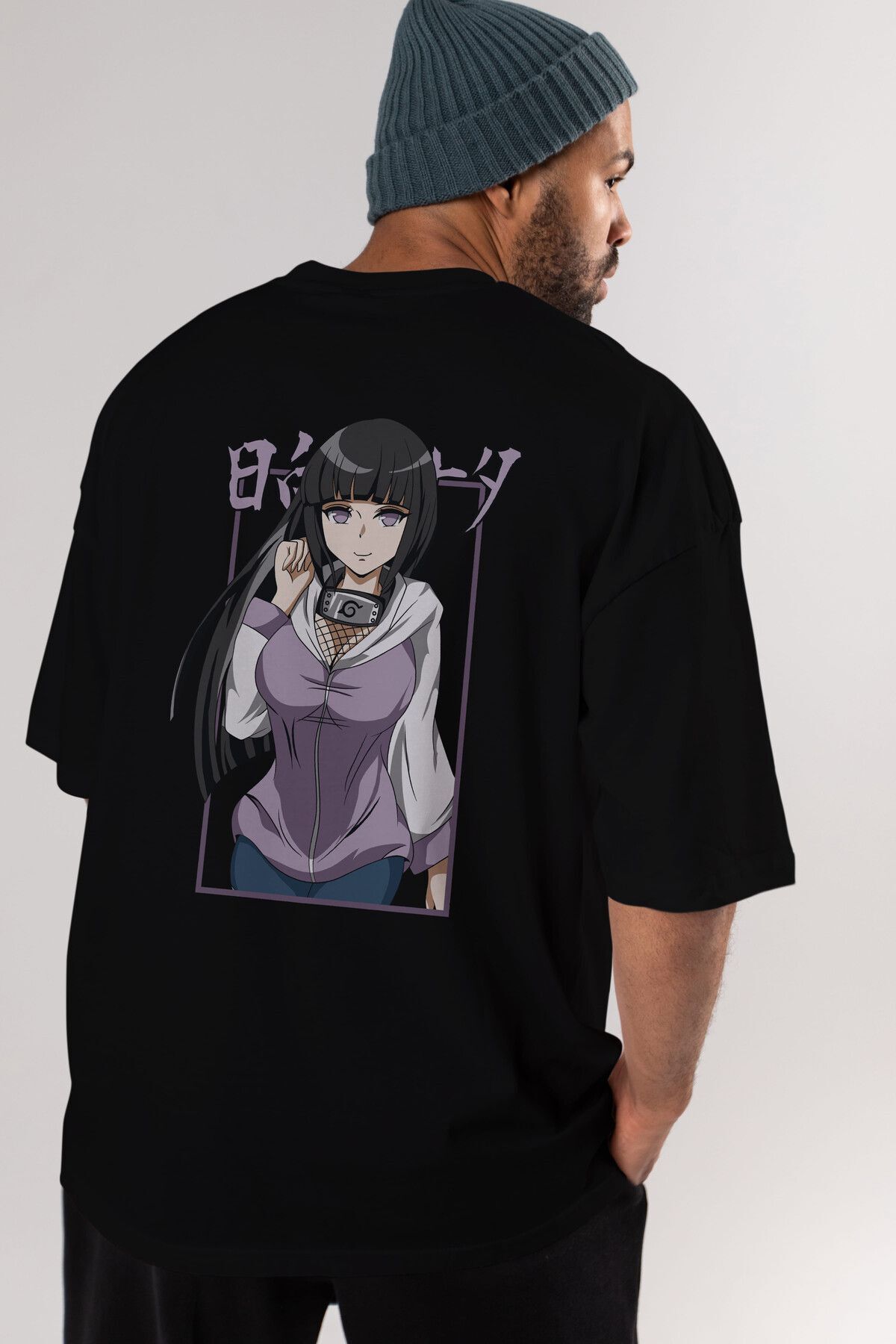 Ankhises-Hinata NARUTO Anime Back Printed Black Oversize t-shirt Men Women 5
