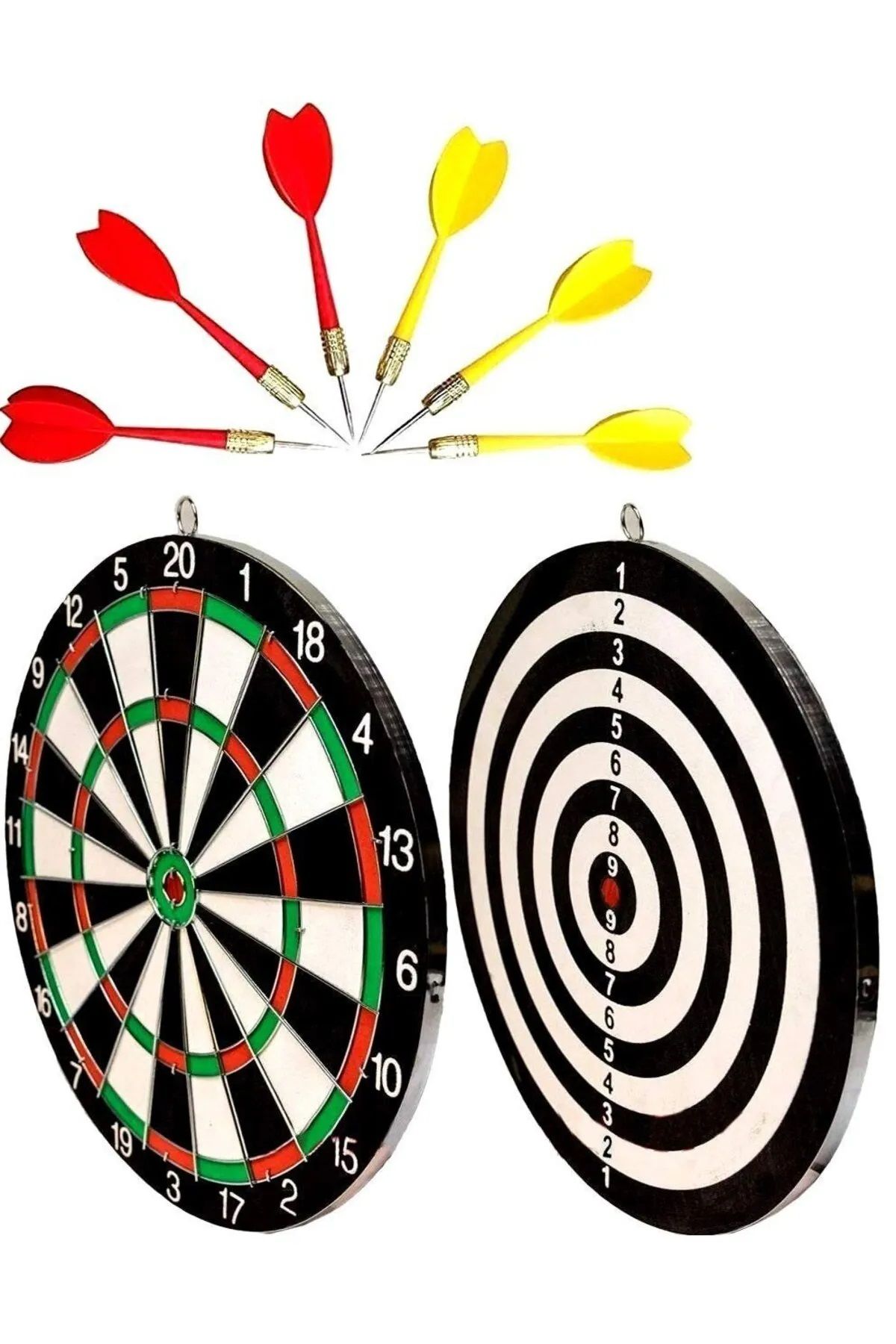 faial Dart Tahtası Seti 15 İnç Büyük Orta Boy Çift Taraflı Dart Tahtası Oyun Seti