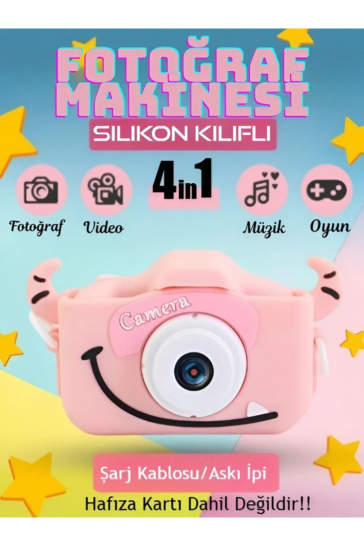 nextbuy Mini Dijital Fotoğraf Makinesi Figürlü Silikon Kılıflı 5x Oyunlu Çocuk İçin Eğitici 1080p Hd Kamera