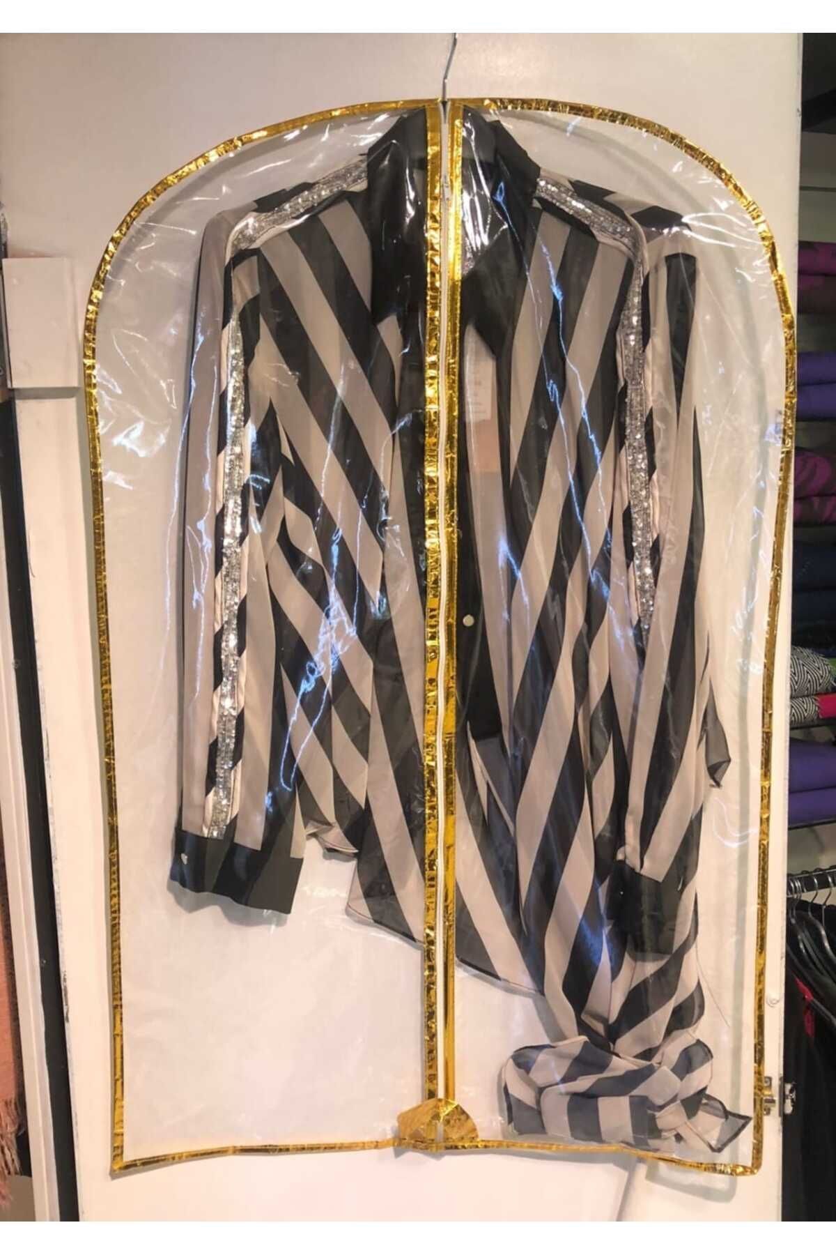 Şeffaf Takım Elbise Kılıfı, Elbise Koruyucu ve Taşıma Hurç, Tam Şeffaf Gamboç, 64x100 cm