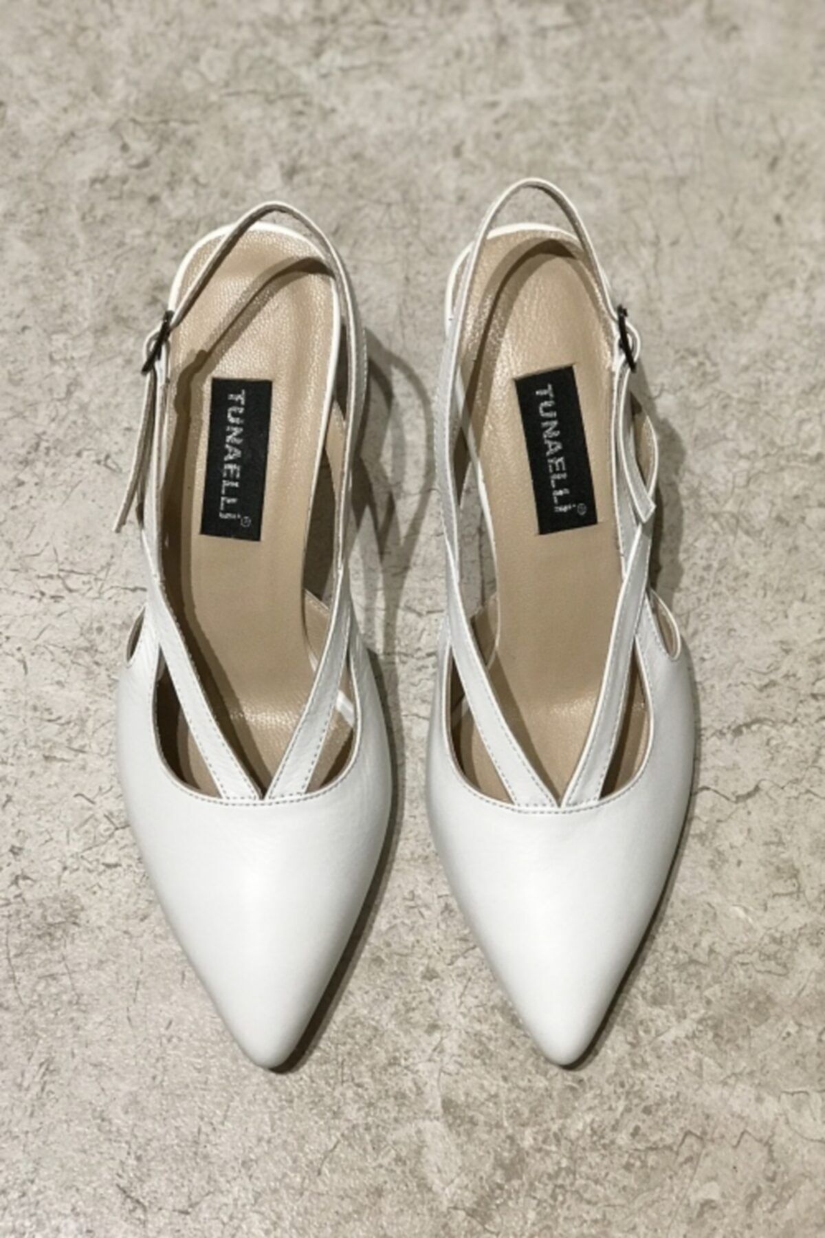 TUNAELLİ-White Genuine Leather Women's Heeled Shoes - Size 34-35-41-42 2