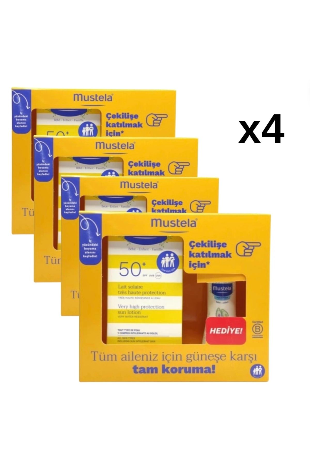 Mustela Spf50+ Güneş Losyonu 100ml + Hydra bebe Vücut Losyonu 50ml x 4 adet