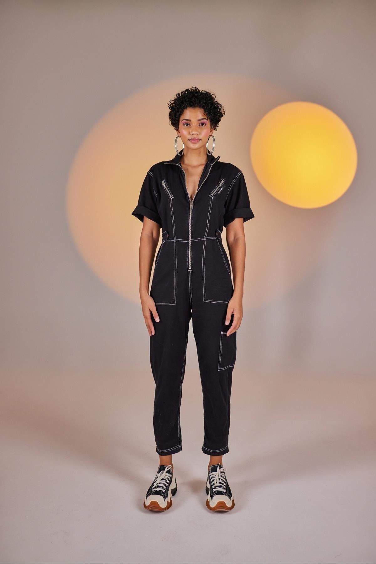 Zipper Closed Short Sleeve Noa Jumpsuit