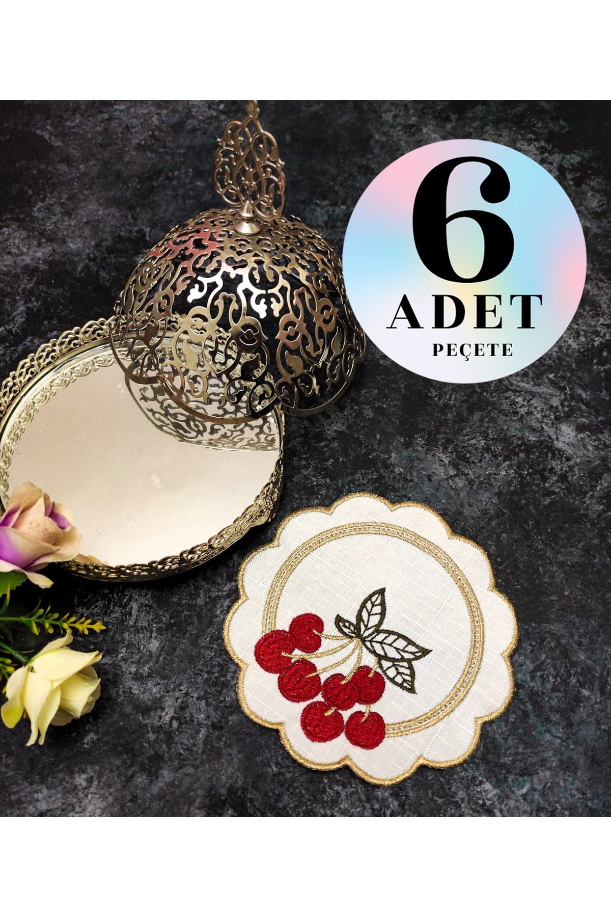 Sunumluk Peçete, Kokteyl Peçetesi, Kahve Yanı Sunumluk, Bardak Altlığı 6 Adet Sunum Peçetesi