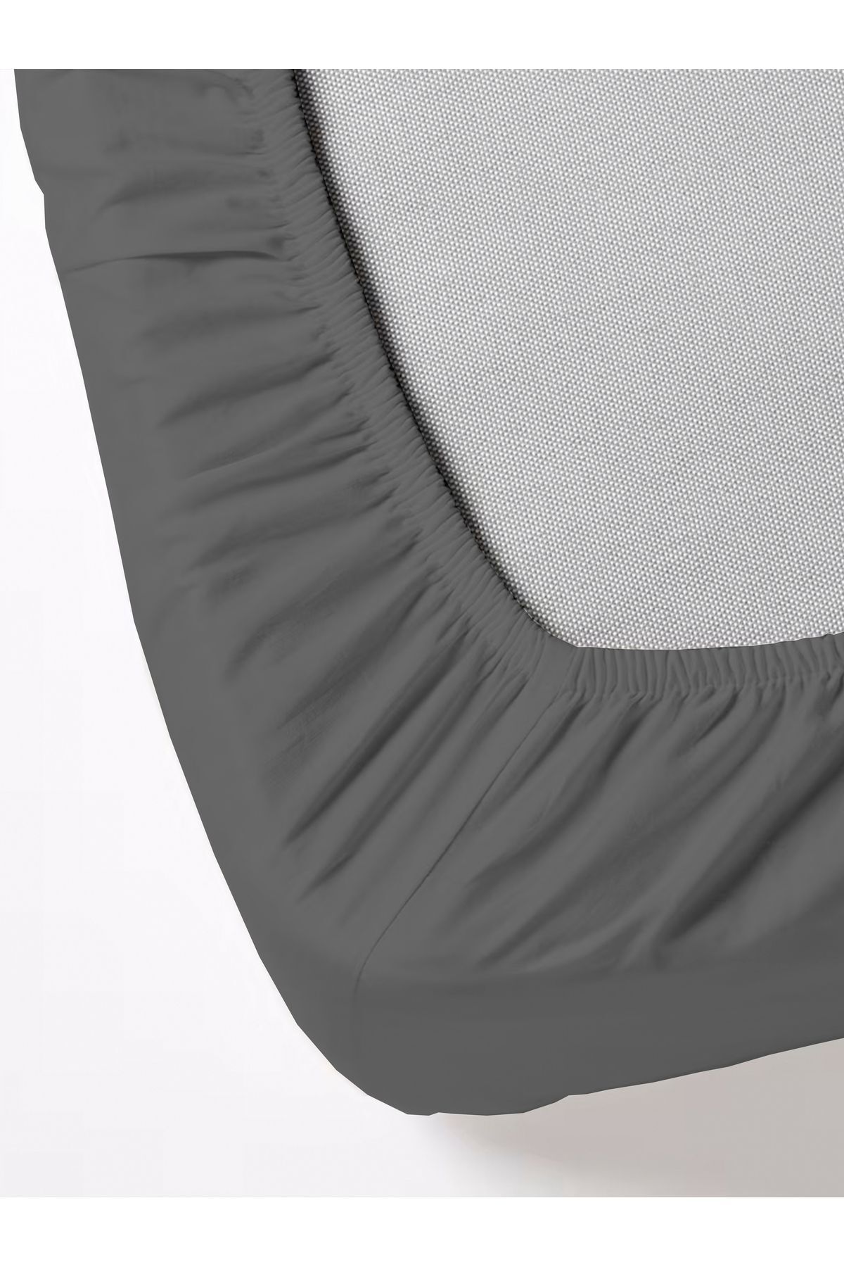 FAVORİST-Anthracite Single Elastic Sheet Set - 100x200, 1 Pillow Case Inclus 2