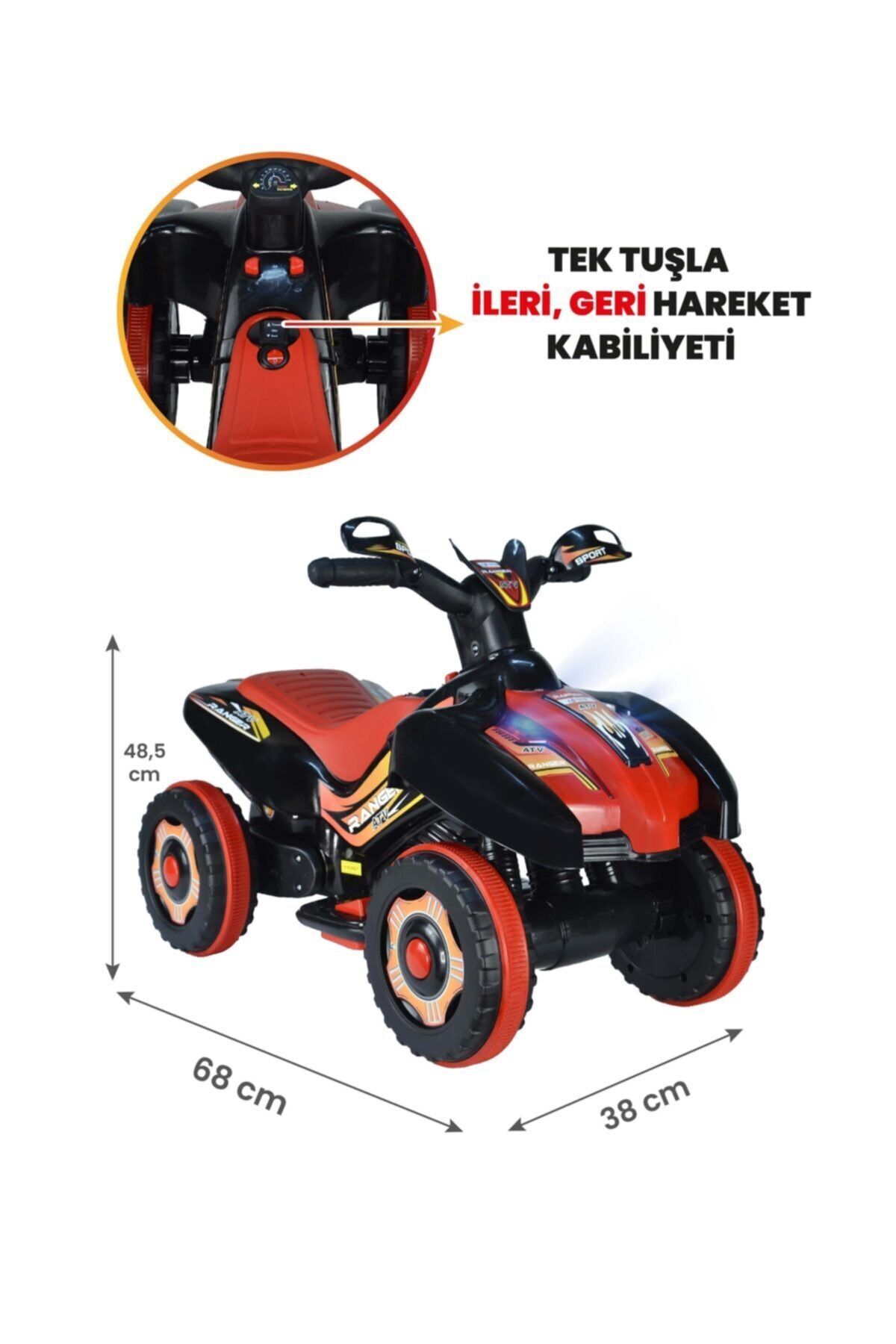 UJ Toys Müzikli Ve Led Işıklı Akülü Atv 6v Ranger Siyah