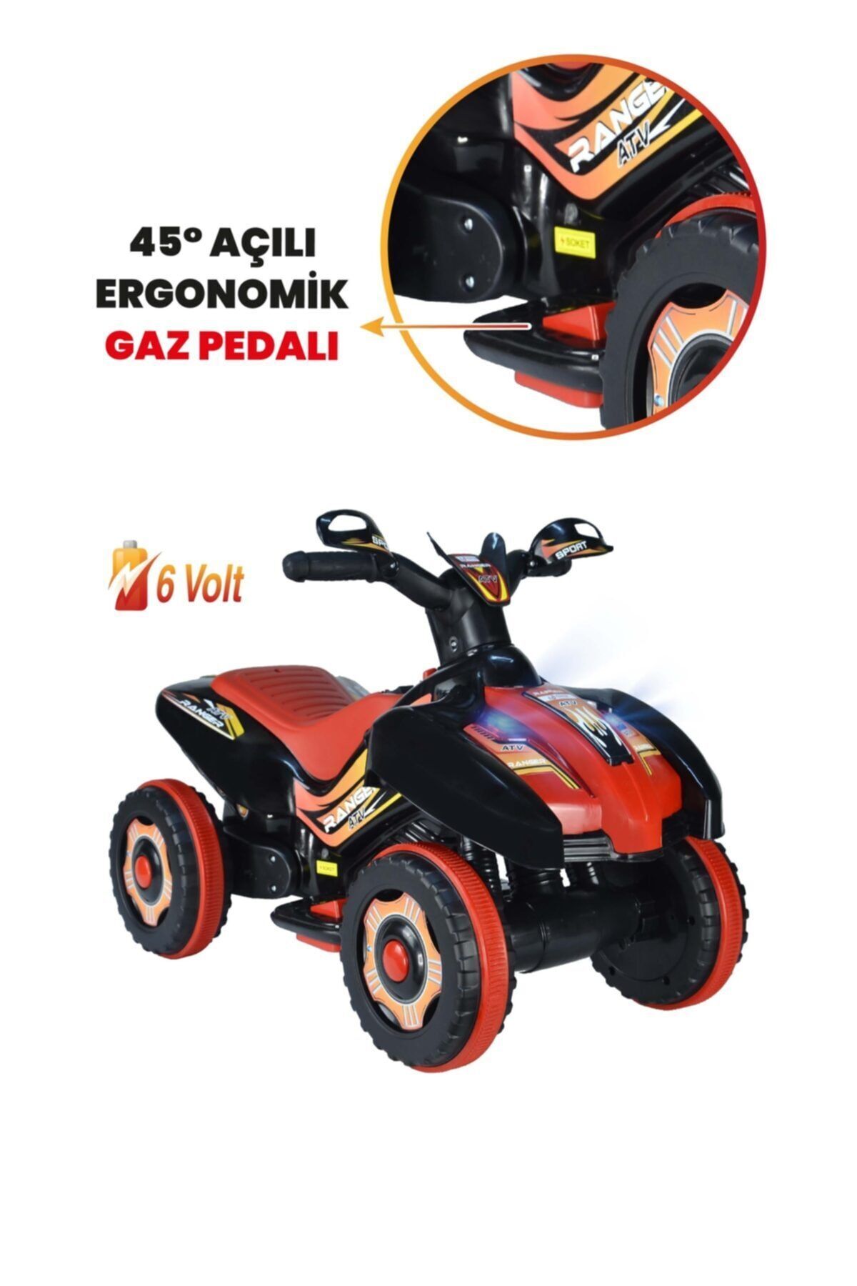 ujtoys Müzikli Ve Led Işıklı Akülü Atv 6v Ranger Siyah fotoğrafı 2 (önizleme)