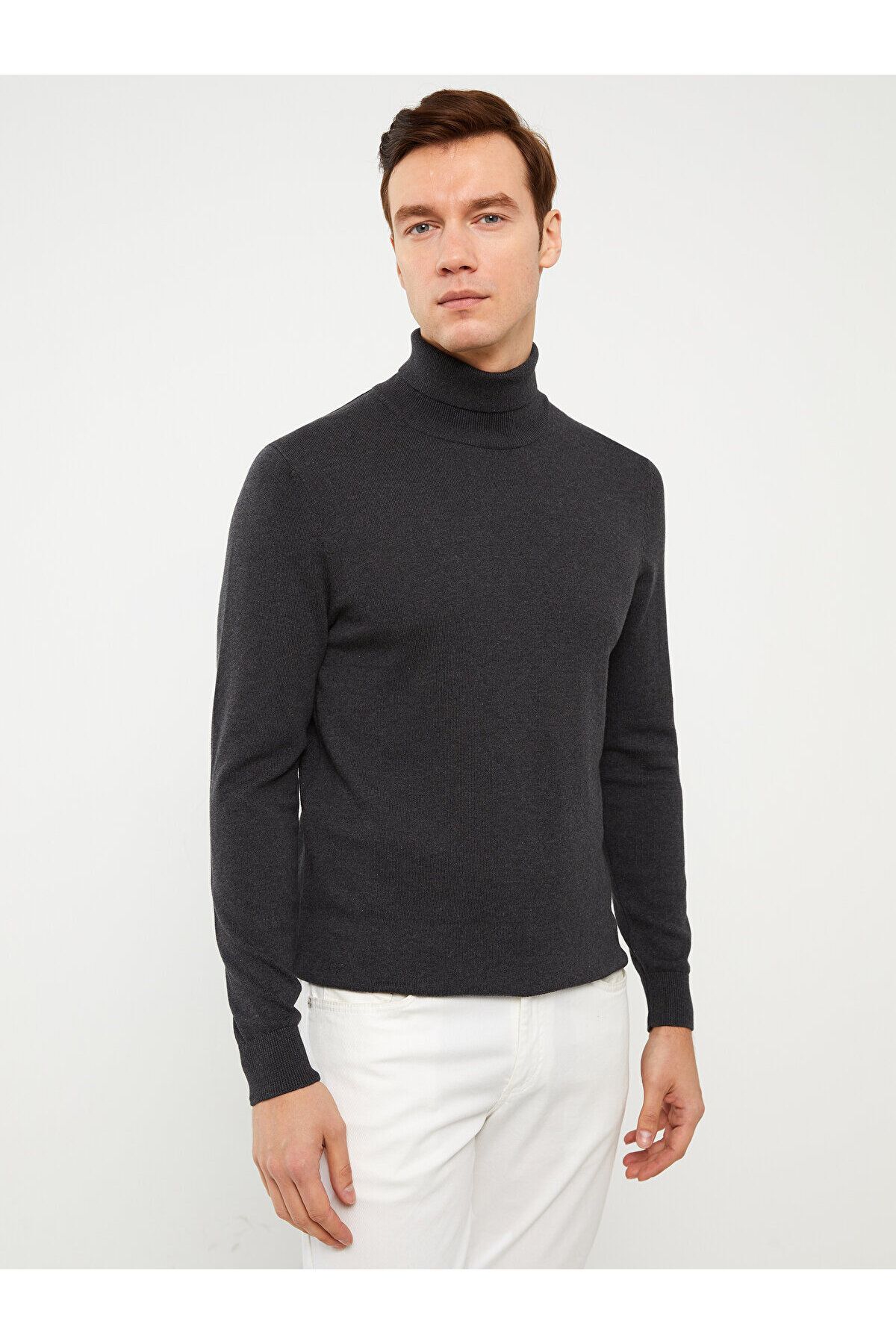 ال سی وایکیکی ژاکت بافتنی مردانه آستین بلند یقه اسکی کلاسیک