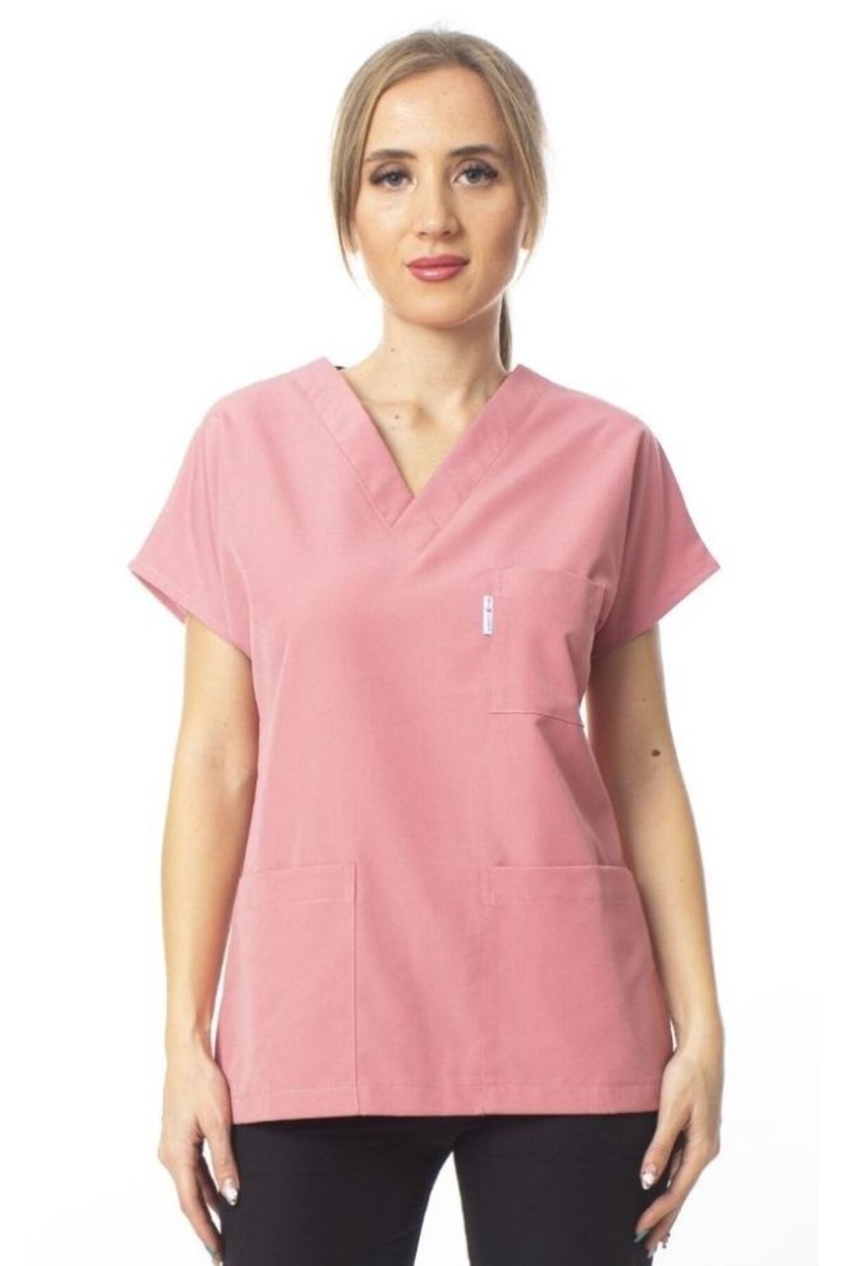 Simirna Üniforma Alpaca Powder Pink Chirurgical Doctor Scrubs Top - L