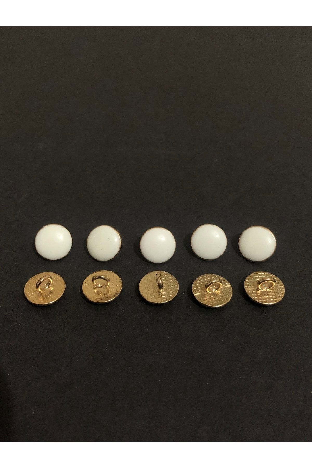 aensia-White Italian Enamel Button on Gold Gold Small Size Metal Button 18 Size Buttons - Pack of 10 2
