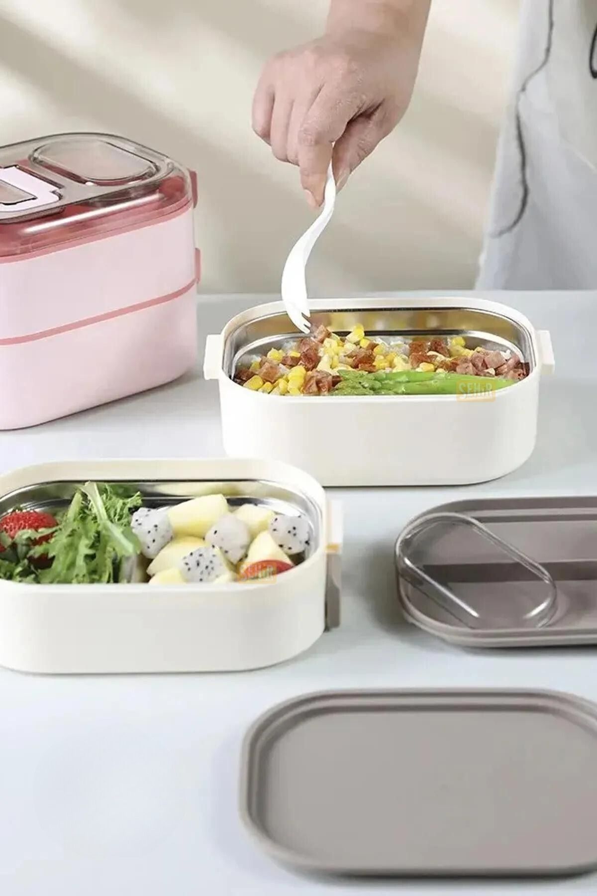 ست ظروف کمپینگ آبی BENTO 1000ml Lunchbox مجموعه جدید Double Floor 3 جعبه ناهار خوری خط اکسپدیشن استیل Vagonlife