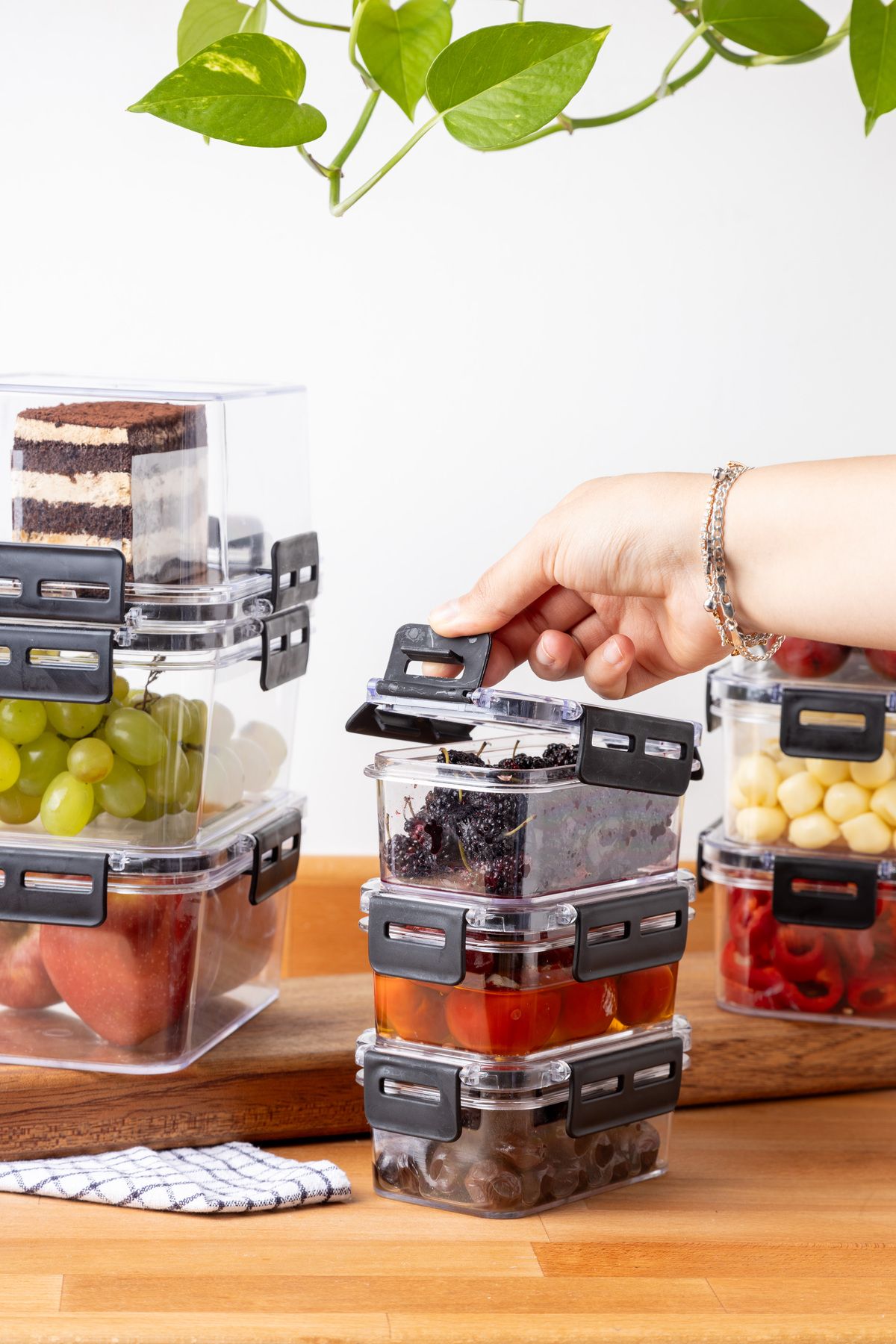 Nandy Home-Set of 9 - Rectangular Clear Storage Container with Lock Lid 375-900-17000ML 6