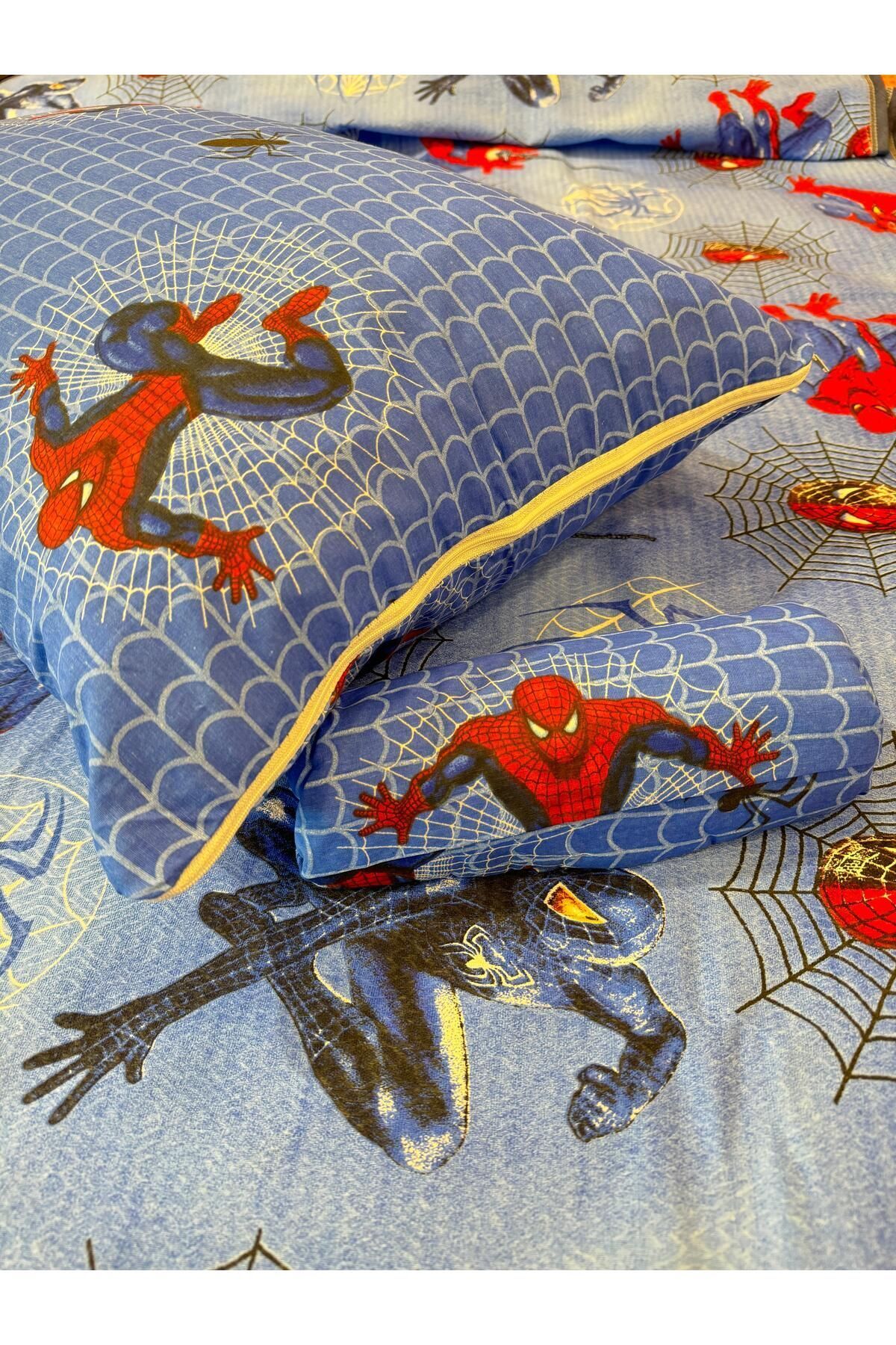 ŞENER HOME-Spiderman Patterned - Elastic Single Pique Set 4