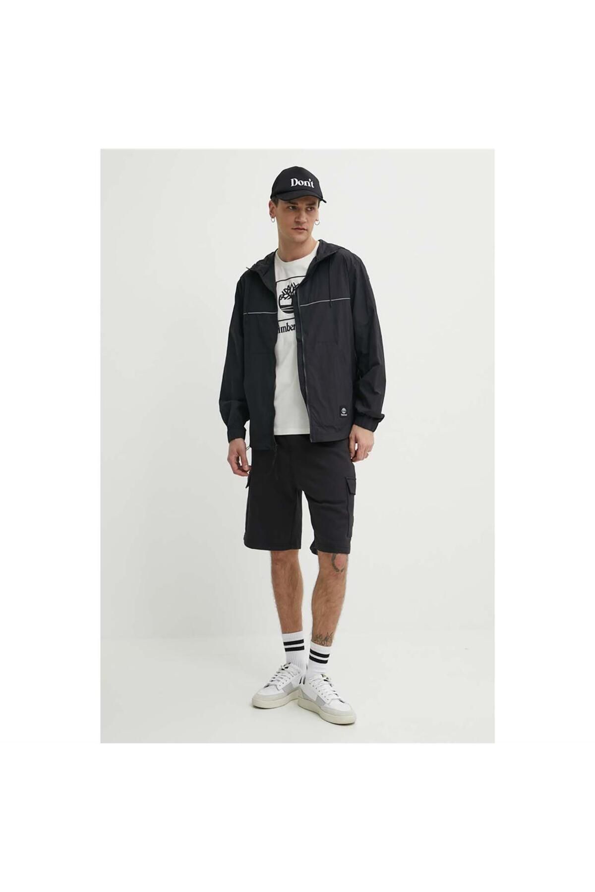 Timberland Woven Badge BB Cargo Sweatshort Siyah Erkek ort Erkek Giyim