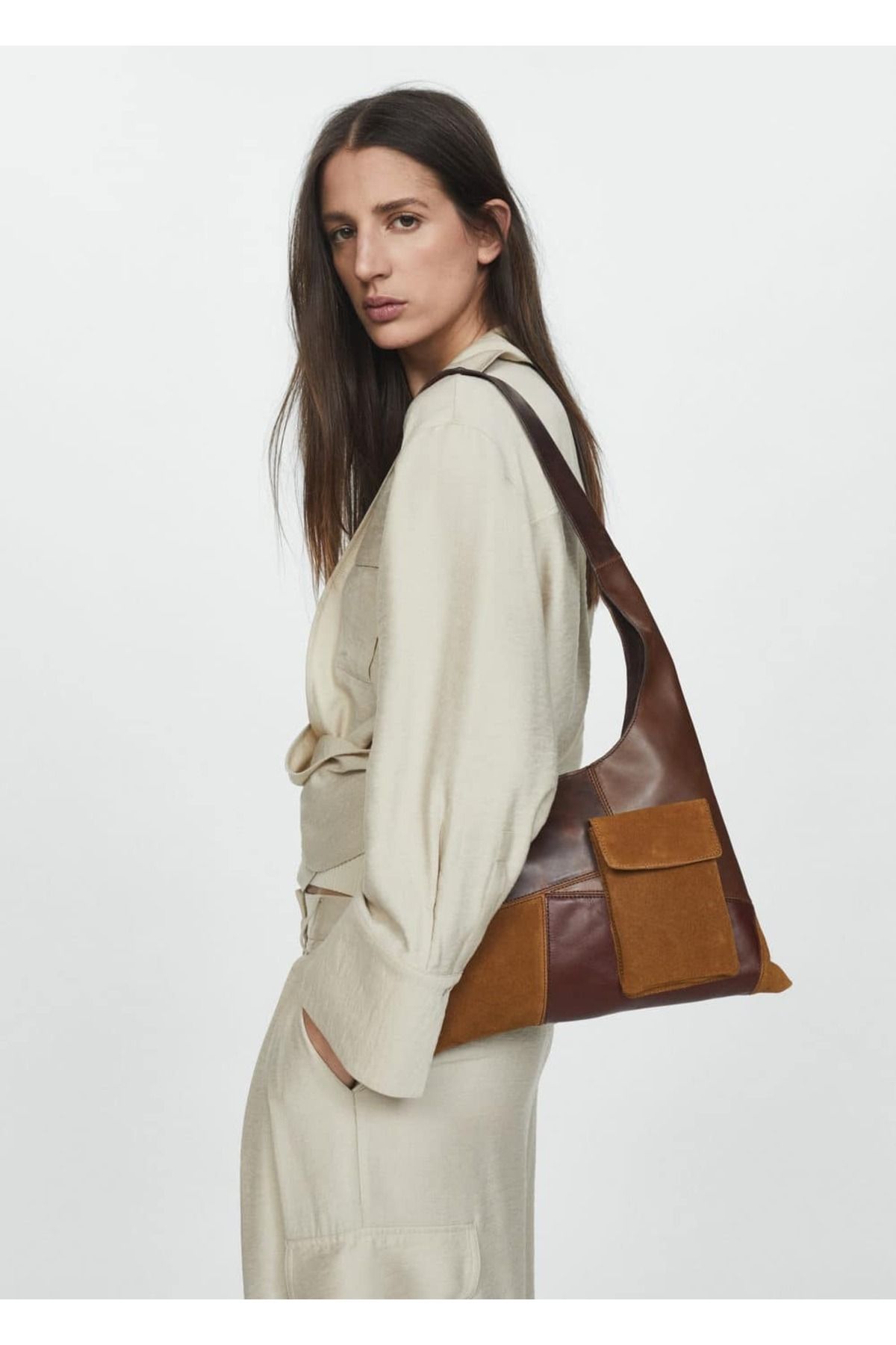 MANGO Woman-Patchwork-Tasche aus Leder 2