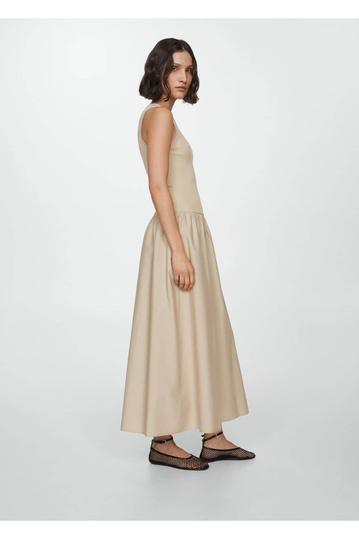 MANGO Woman-Rochie în linie A combinată 8