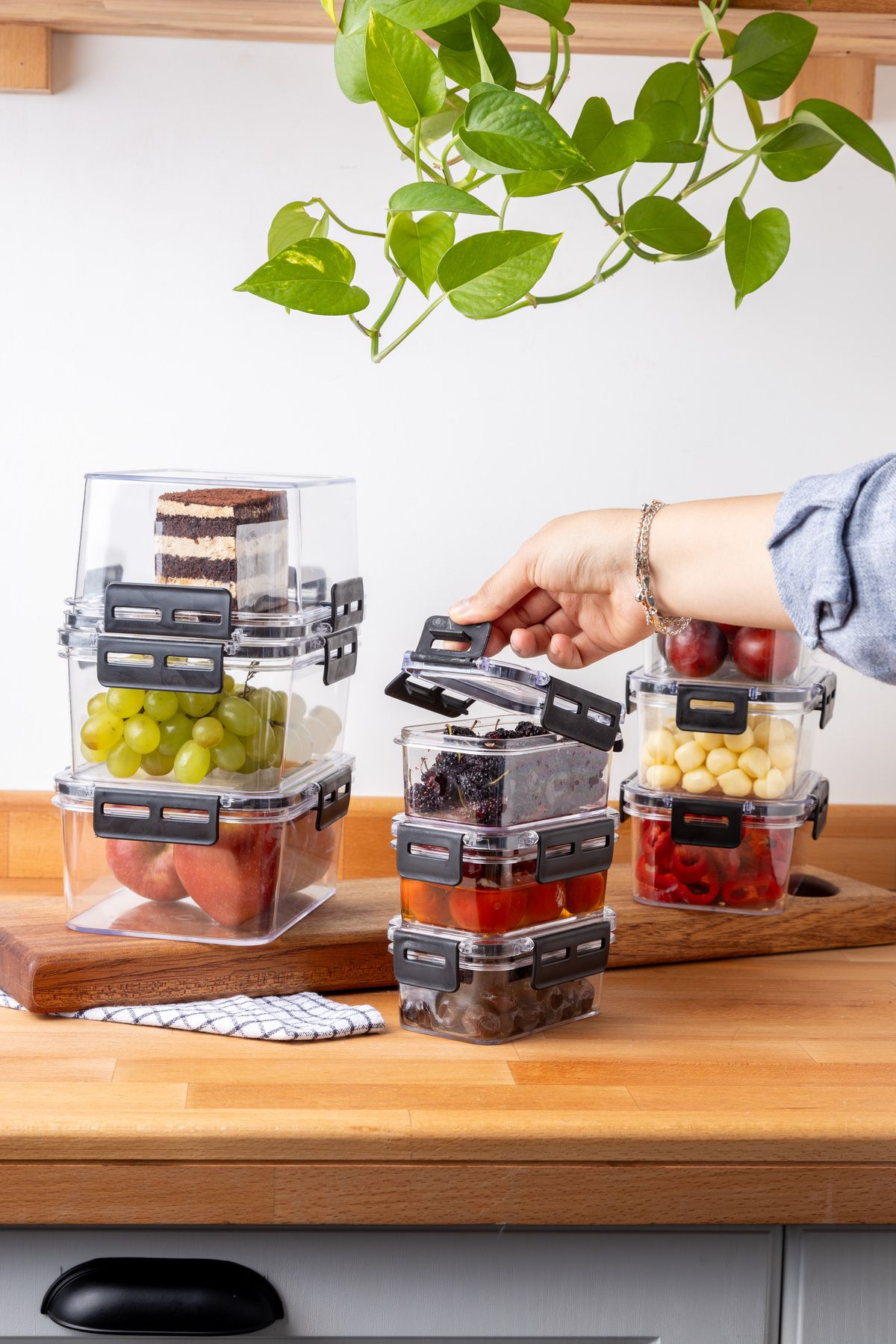 Nandy Home-Set of 9 - Rectangular Clear Storage Container with Lock Lid 375-900-17000ML 4