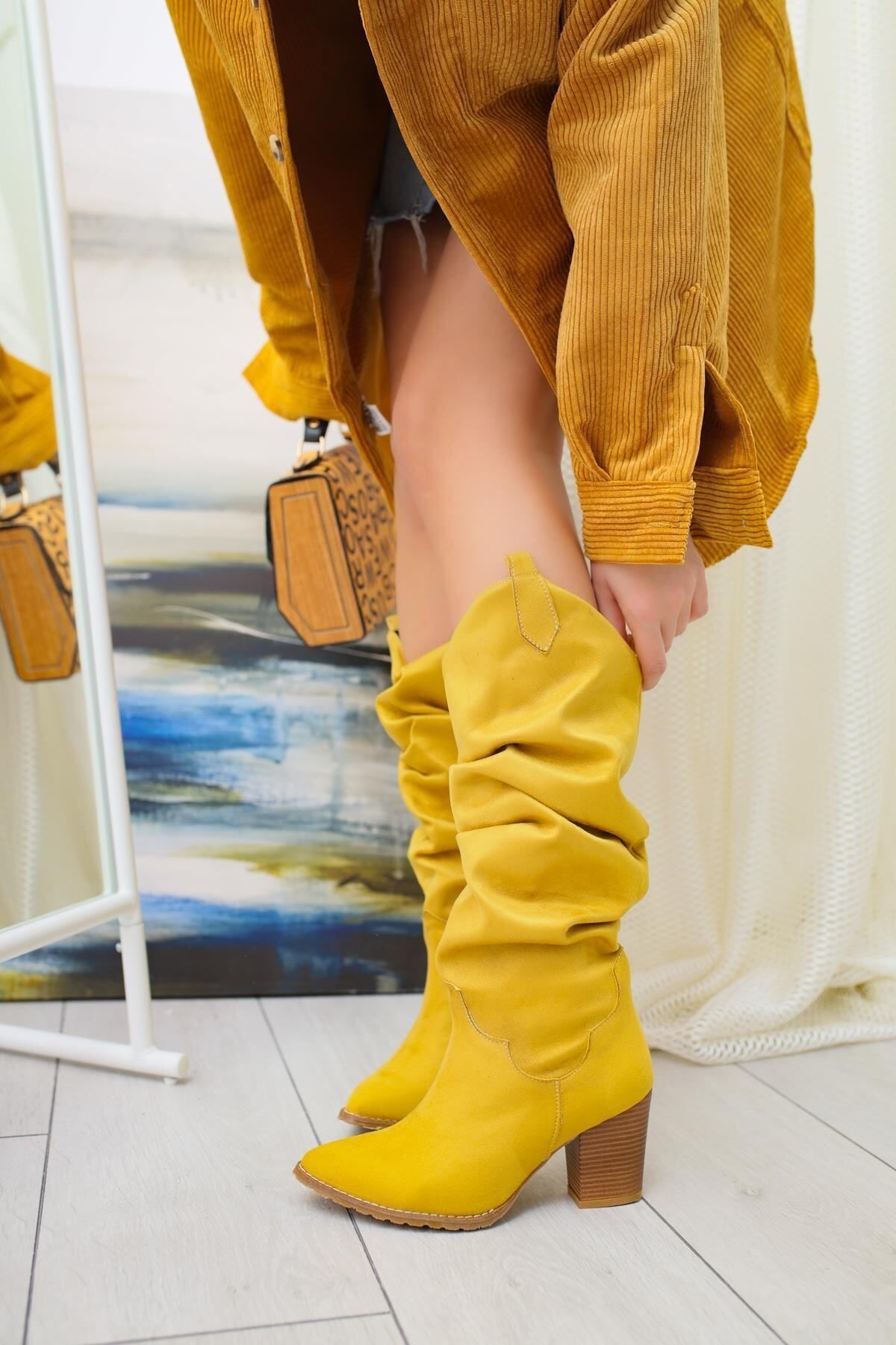 Suede mustard boots hotsell