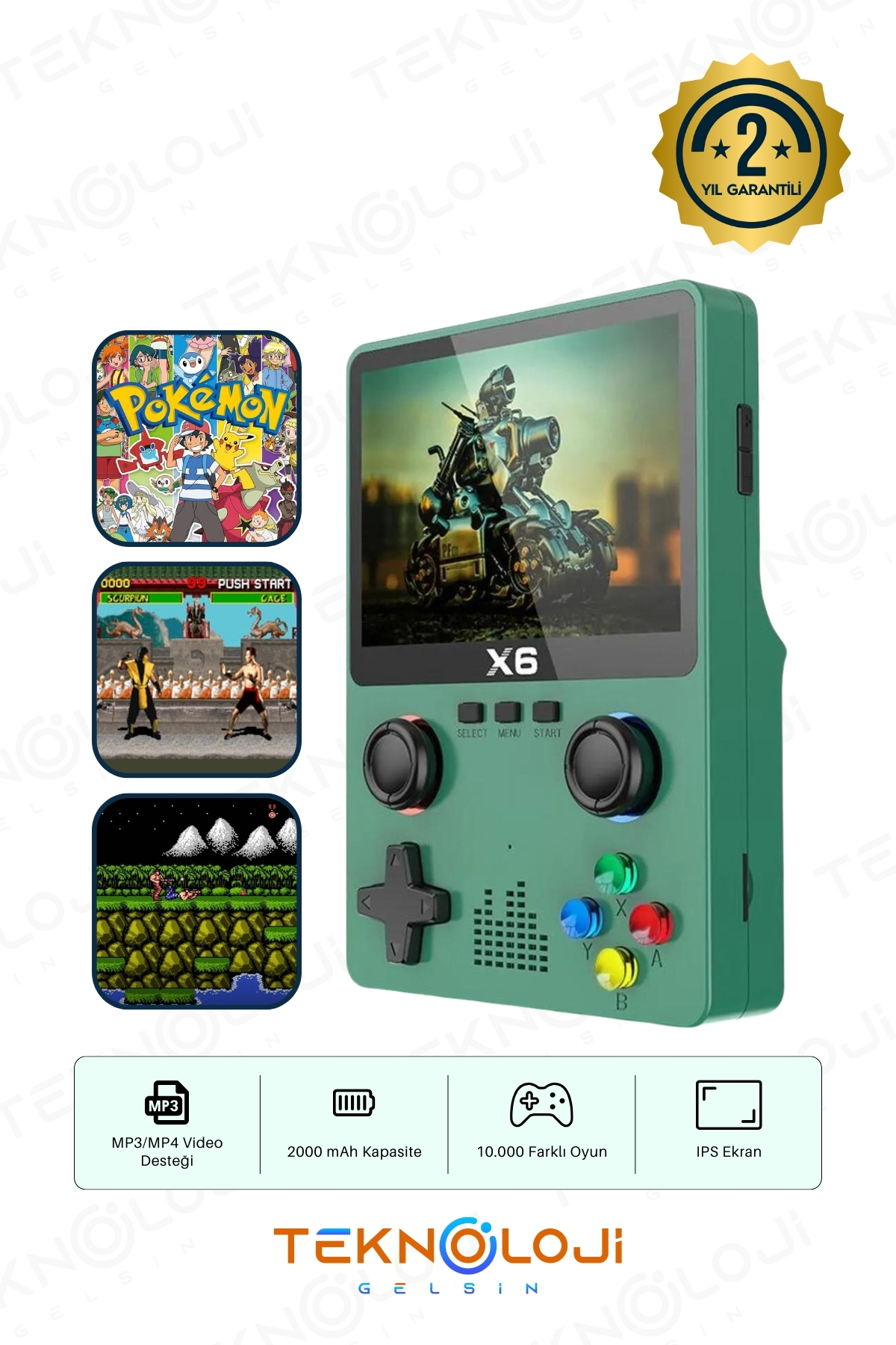 Teknoloji Gelsin X6 Oyun Konsolu YeniNesil El Atarisi 10.000 Adet Nostalji Oyun 3.5inç IPSEkran Mp3/Mp4/Video Gameboy