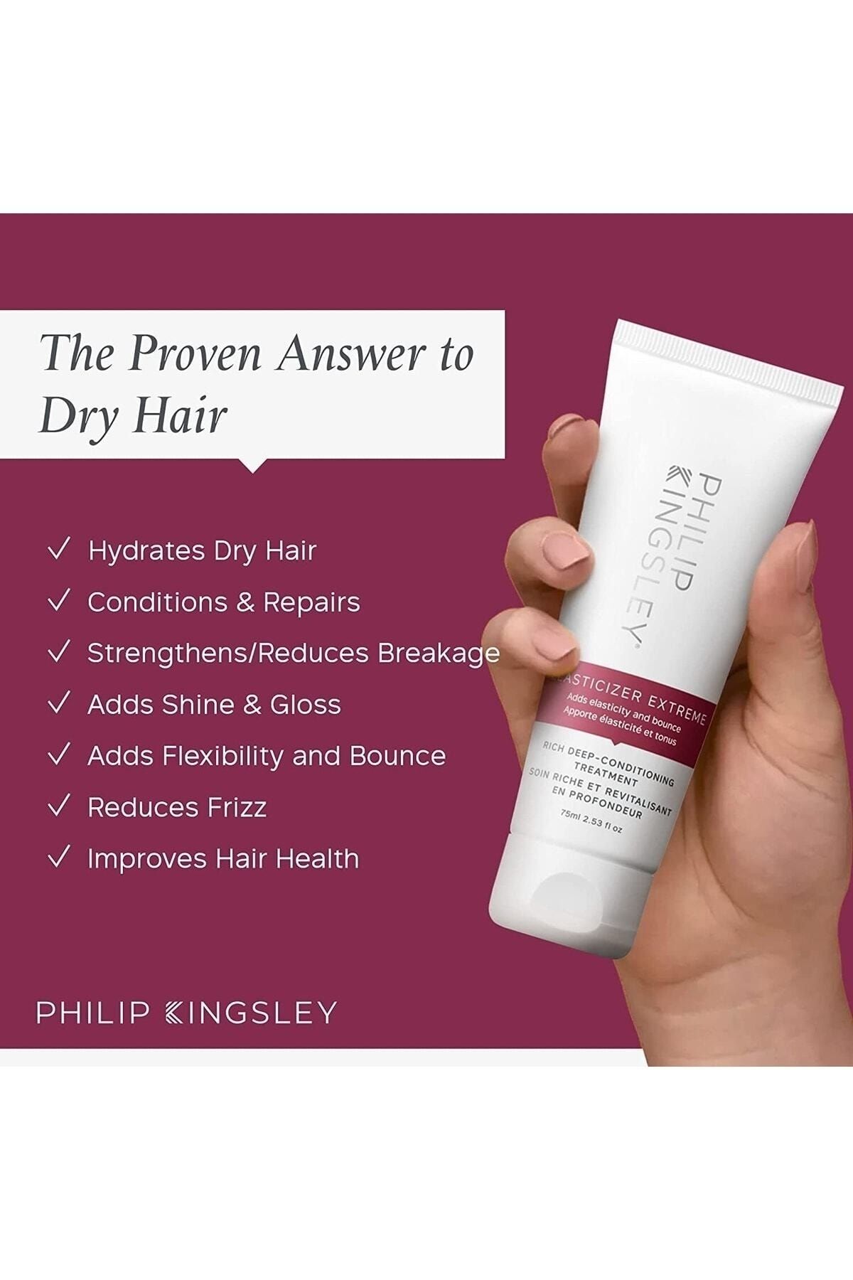 PHILIP KINGSLEY-Elasticizer Extreme Treatment - Super Fast Effective Hair Mask Special for Dry and Damaged Hair 75 Ml 3