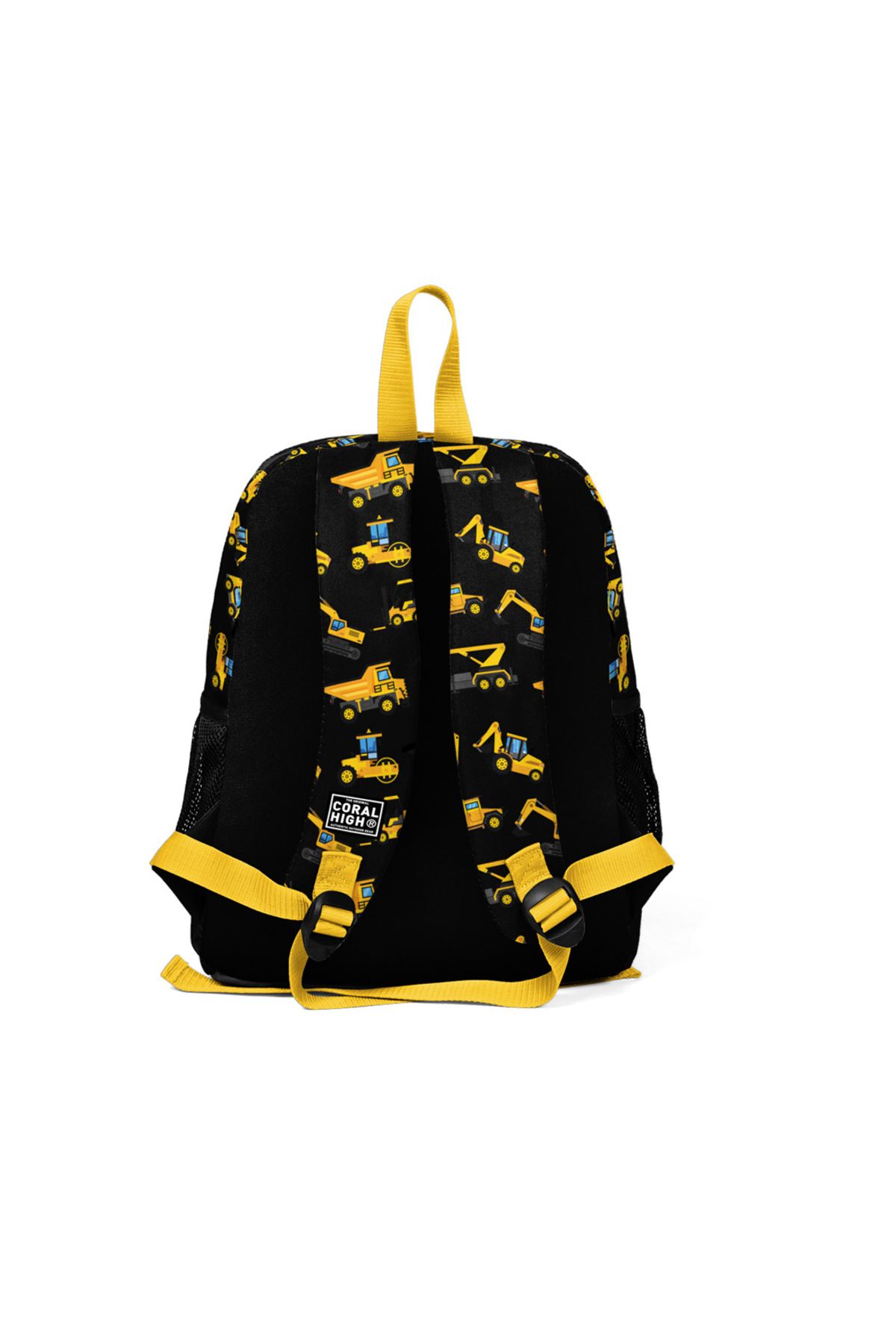 Yaygan-Coral High Black Yellow Patterned Four Compartment School Backpack 23475 3
