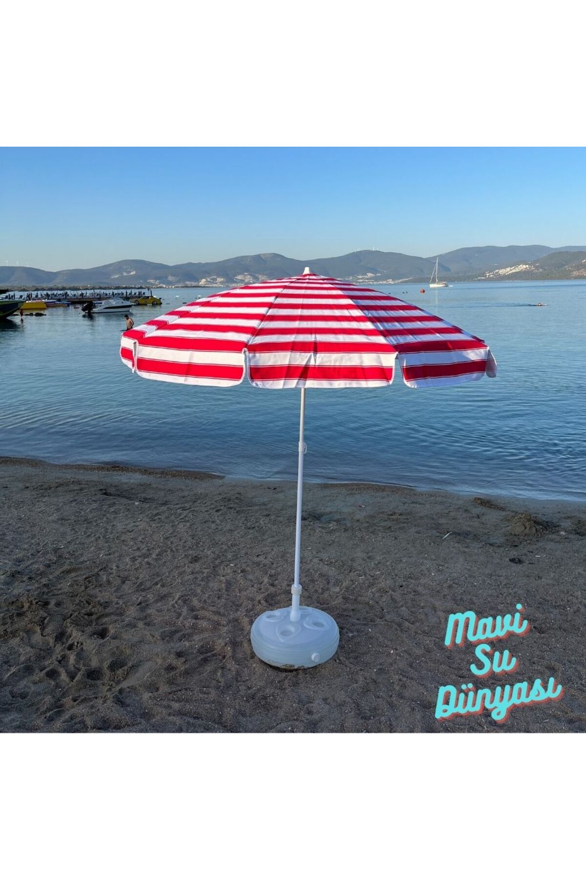 Beach Umbrella Cotton Fabric Red Color Sea, Balcony, Garden Drum Included 2 Meters, 10 Strands