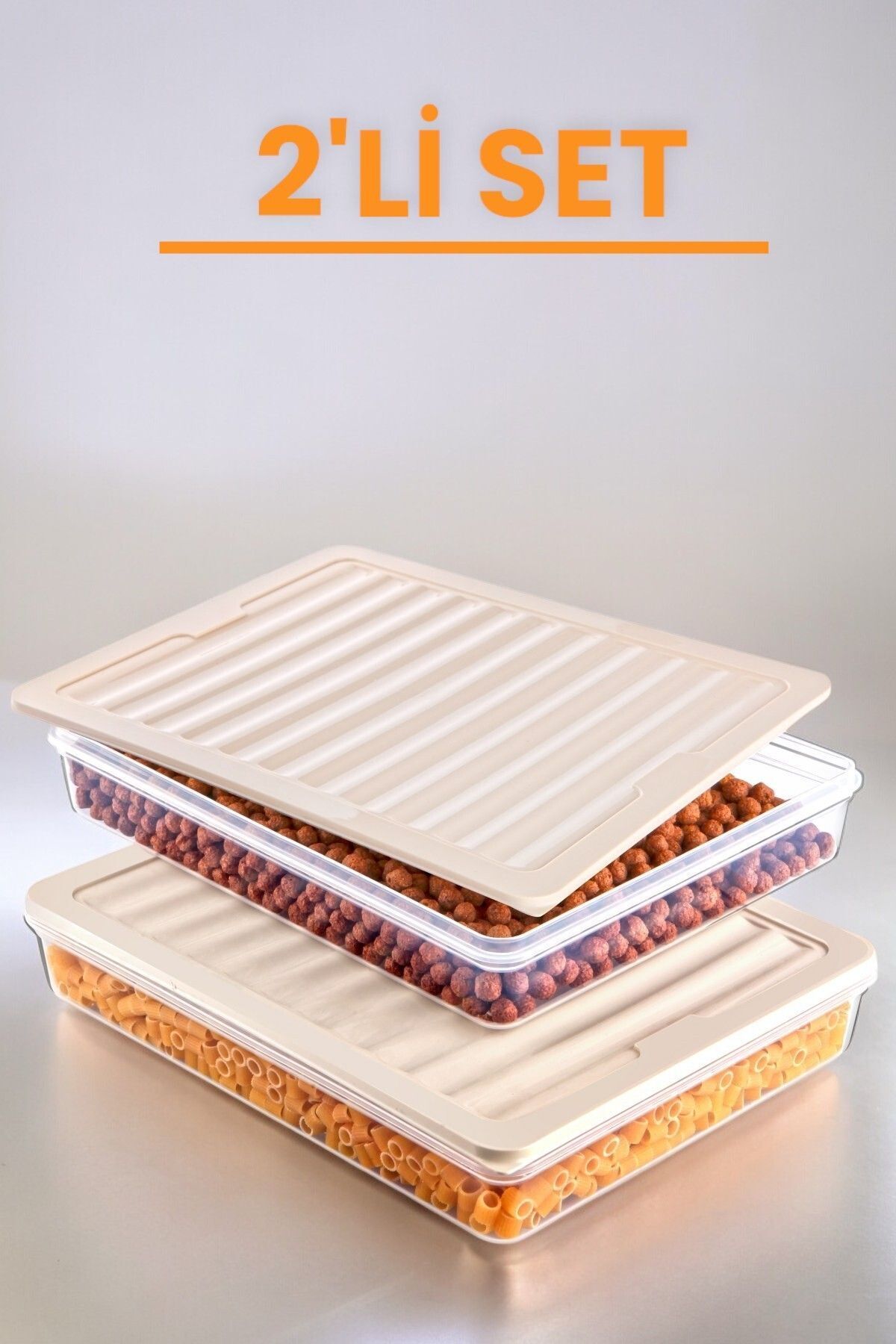 NY HOME-Freshbox Set of 2 - Cream Storage Container Suitable for Microwave and Diffraction 2