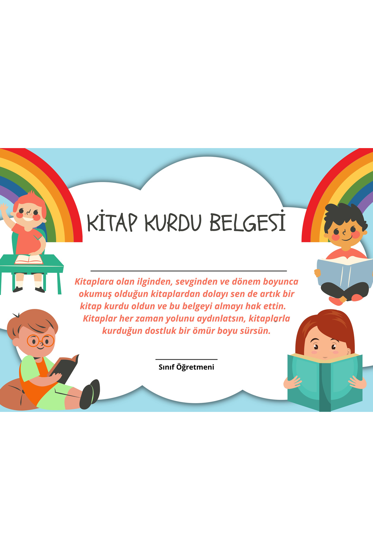 Pera KİTAP KURDU BELGESİ / SERTİFİKASI PARLAK KUŞE BASKILI SERTİFİKA 200 GR/M2 10 ADET A4 BOYUT