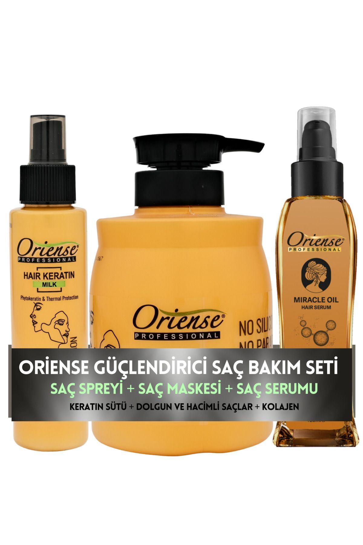 ست مراقبتی برای موهای کامل و حجیم - اسپری کراتینه، سرم کلاژن و ماسک مو ORİENSE