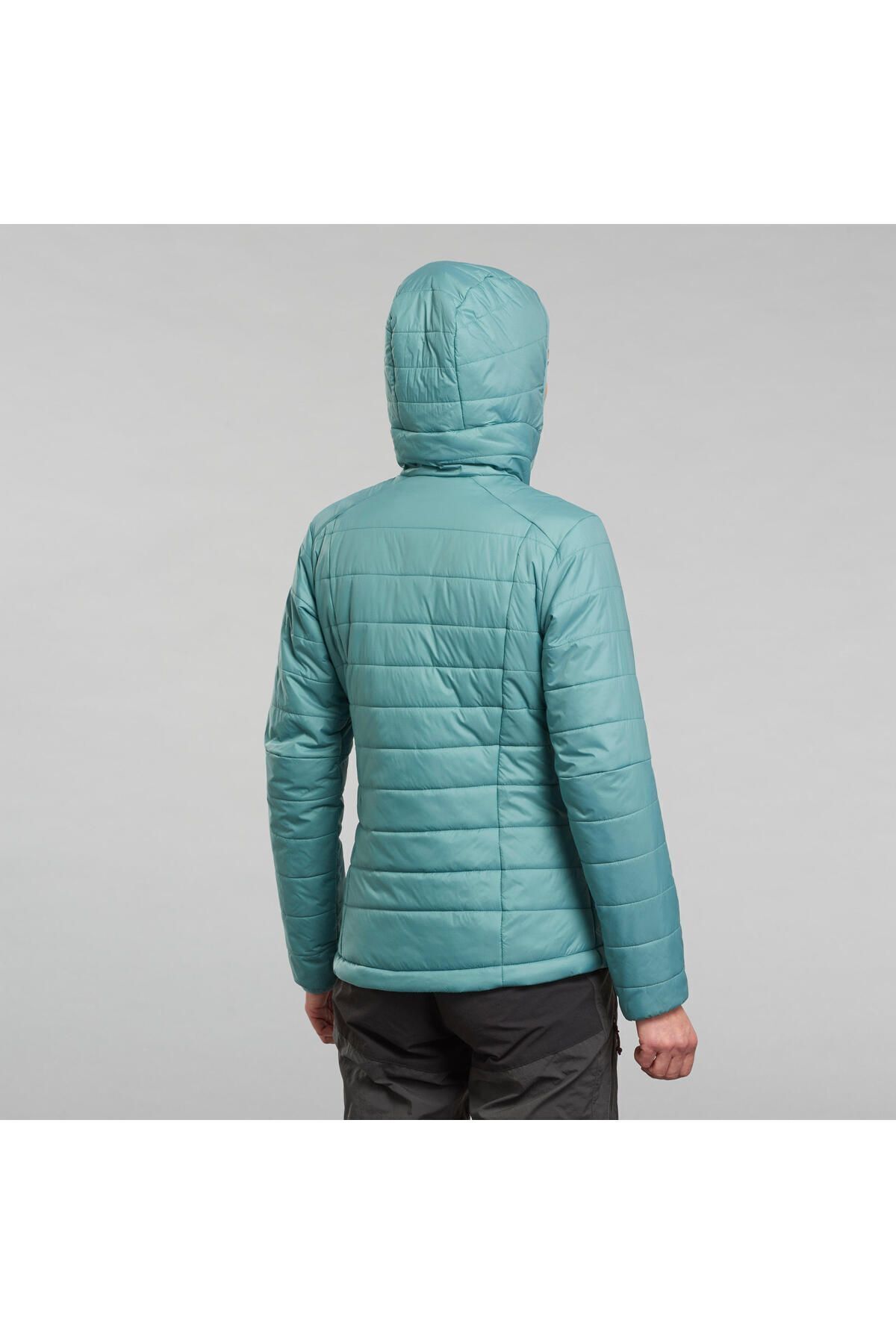 Decathlon  Kadın Outdoor Trekking Kapüşonlu Şişme Mont - Turkuaz - Mt100 -5°c - Görsel 5