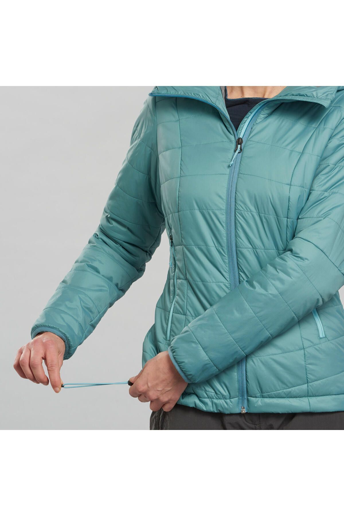 Decathlon  Kadın Outdoor Trekking Kapüşonlu Şişme Mont - Turkuaz - Mt100 -5°c - Görsel 4